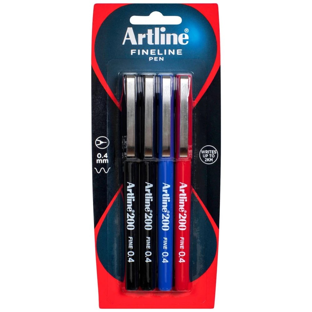 1 Artline 200 Fineliners Assorted 4 Pack, 1 of 5