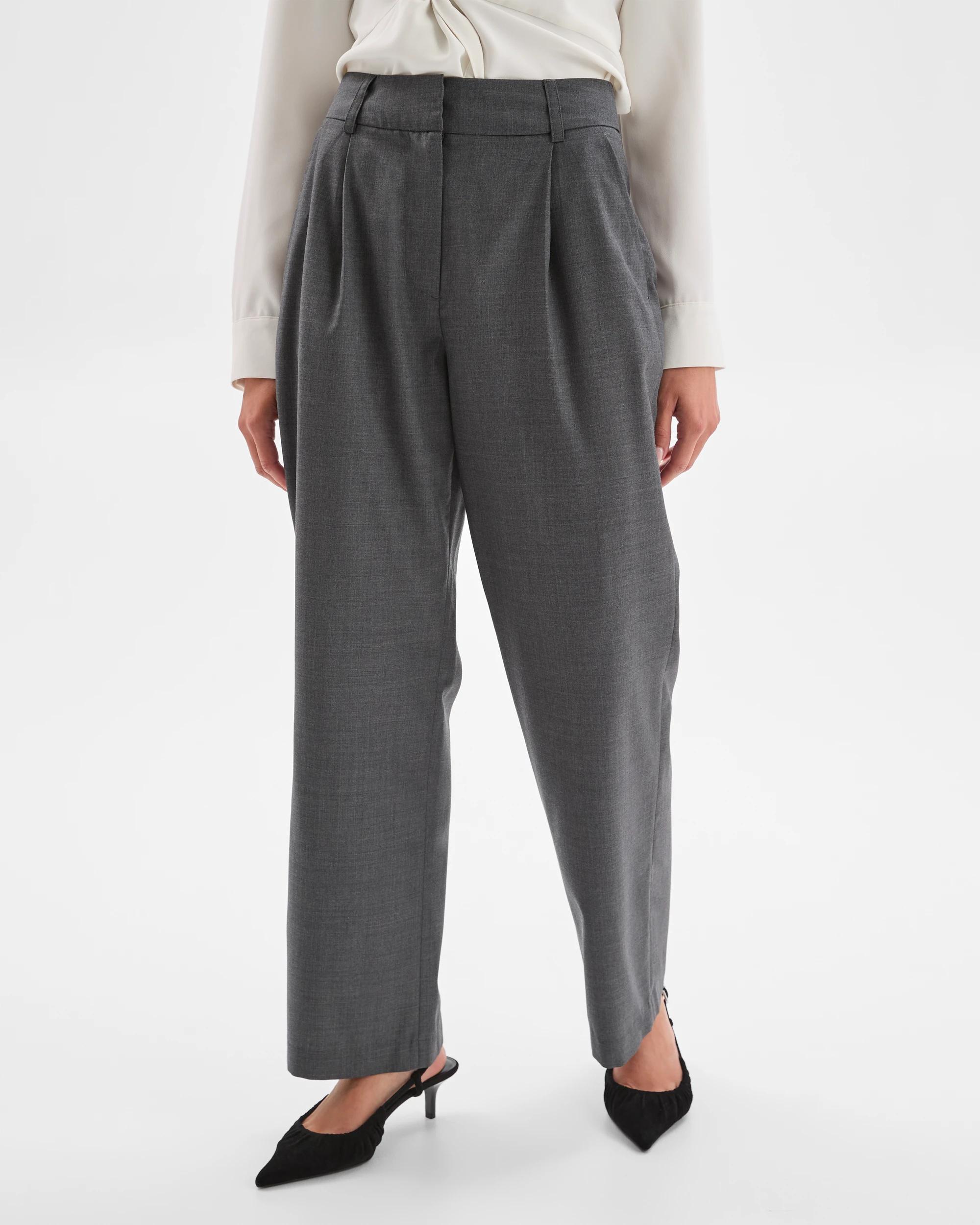 2 Target Petites Petites Wool Blend Tailored Straight Leg Pants CHARCOAL, 2 of 6