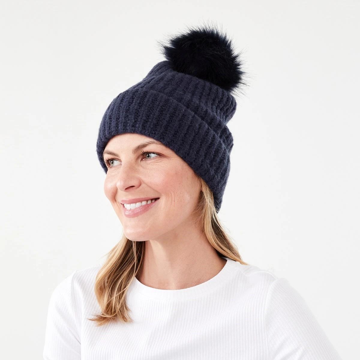 5 Rib Pom Pom Beanie Fluid Navy, 5 of 5