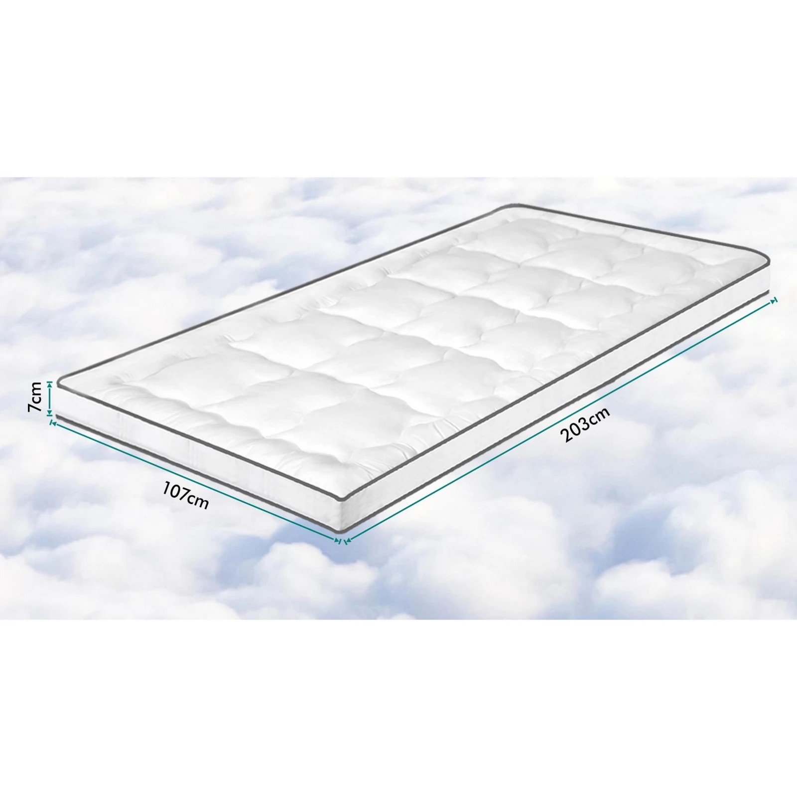 6 Starry Eucalypt Mattress Topper Bamboo Charcoal Pillowtop Cover Pad 7cm - King Single Bed - Grey, 6 of 6