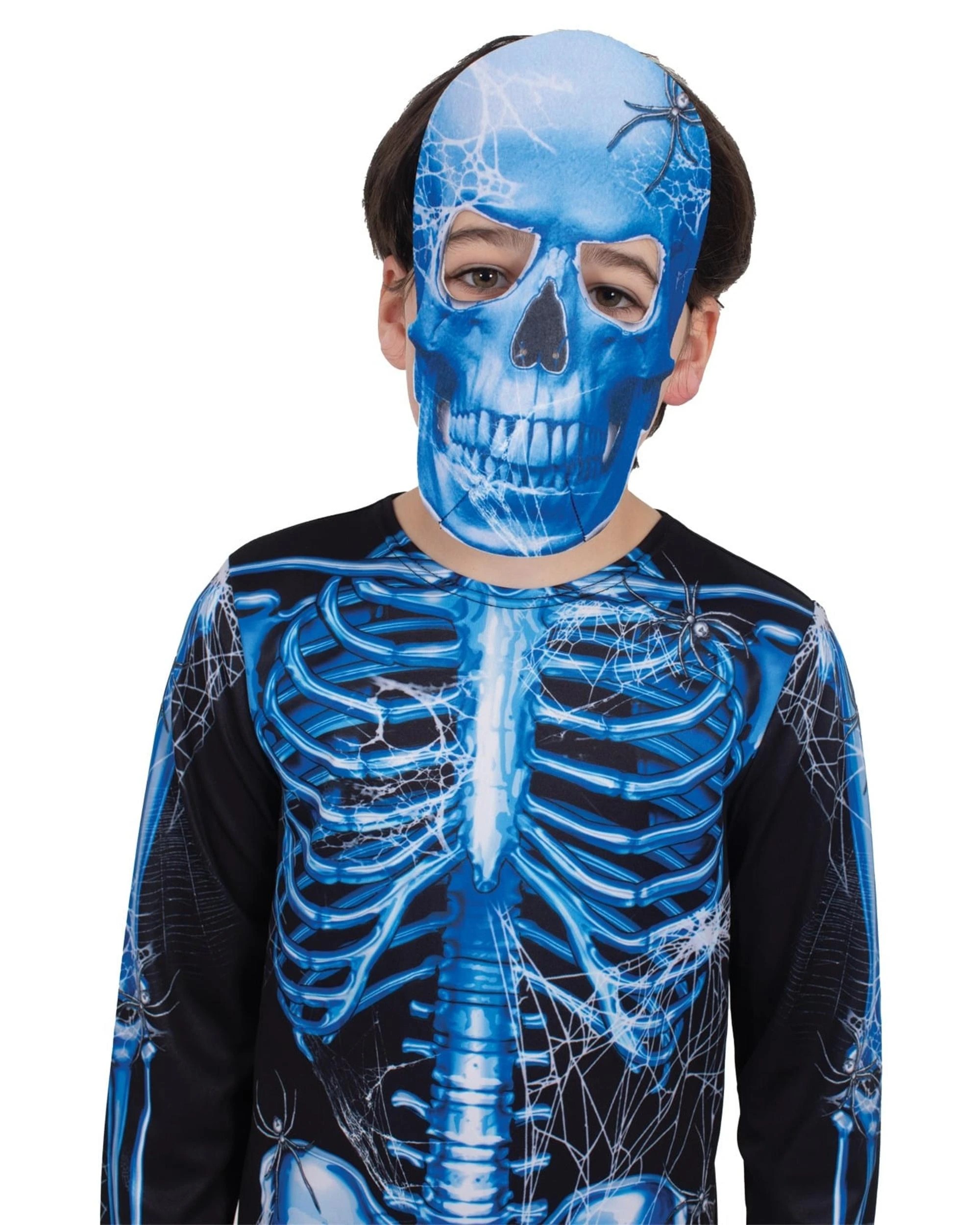 2 Skeleton Neon Blue Costume Size L 6-8 Years, 2 of 3