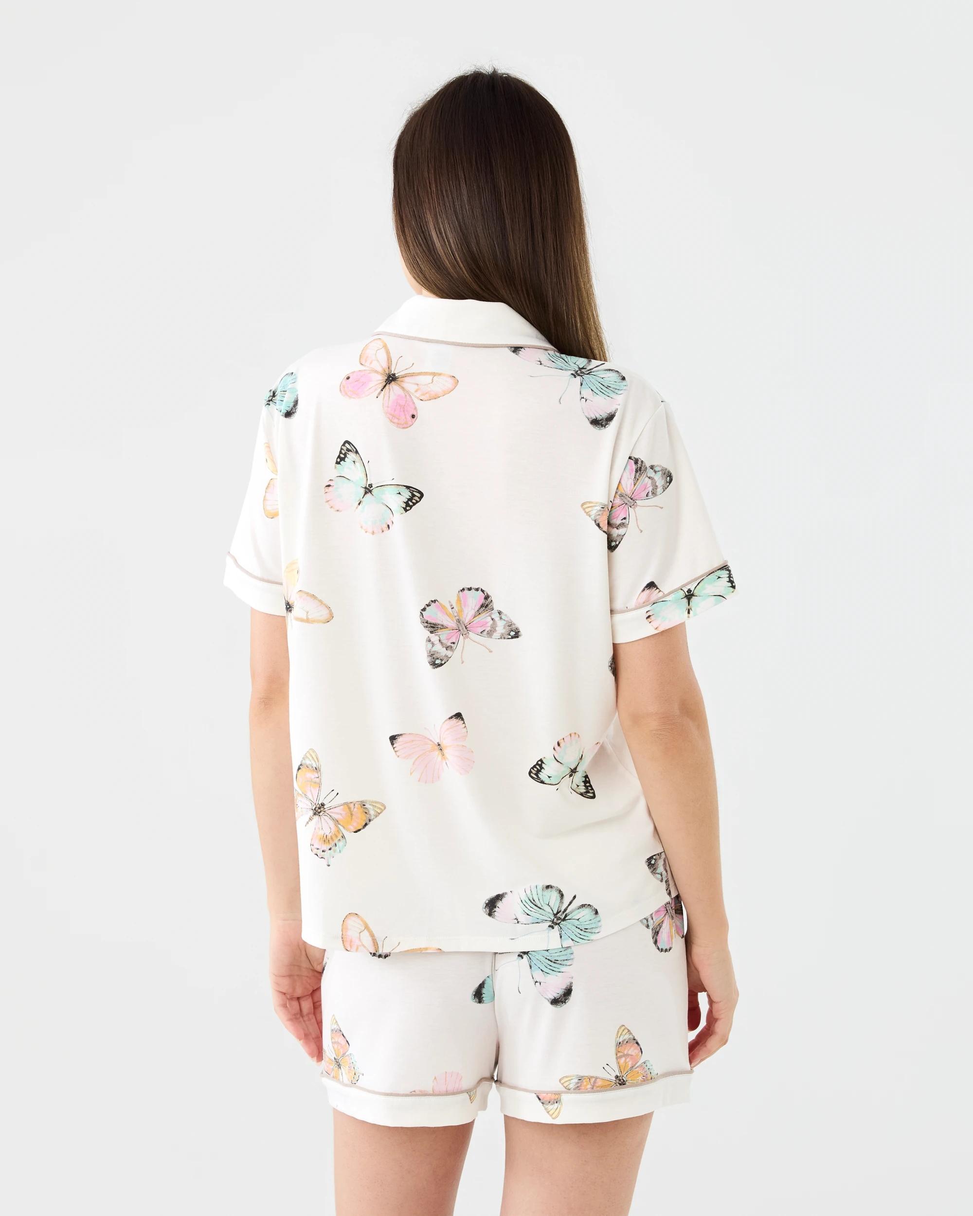 3 Short Sleeve Top and Shorts Comfort Pyjama Set Butterfly, 3 of 7