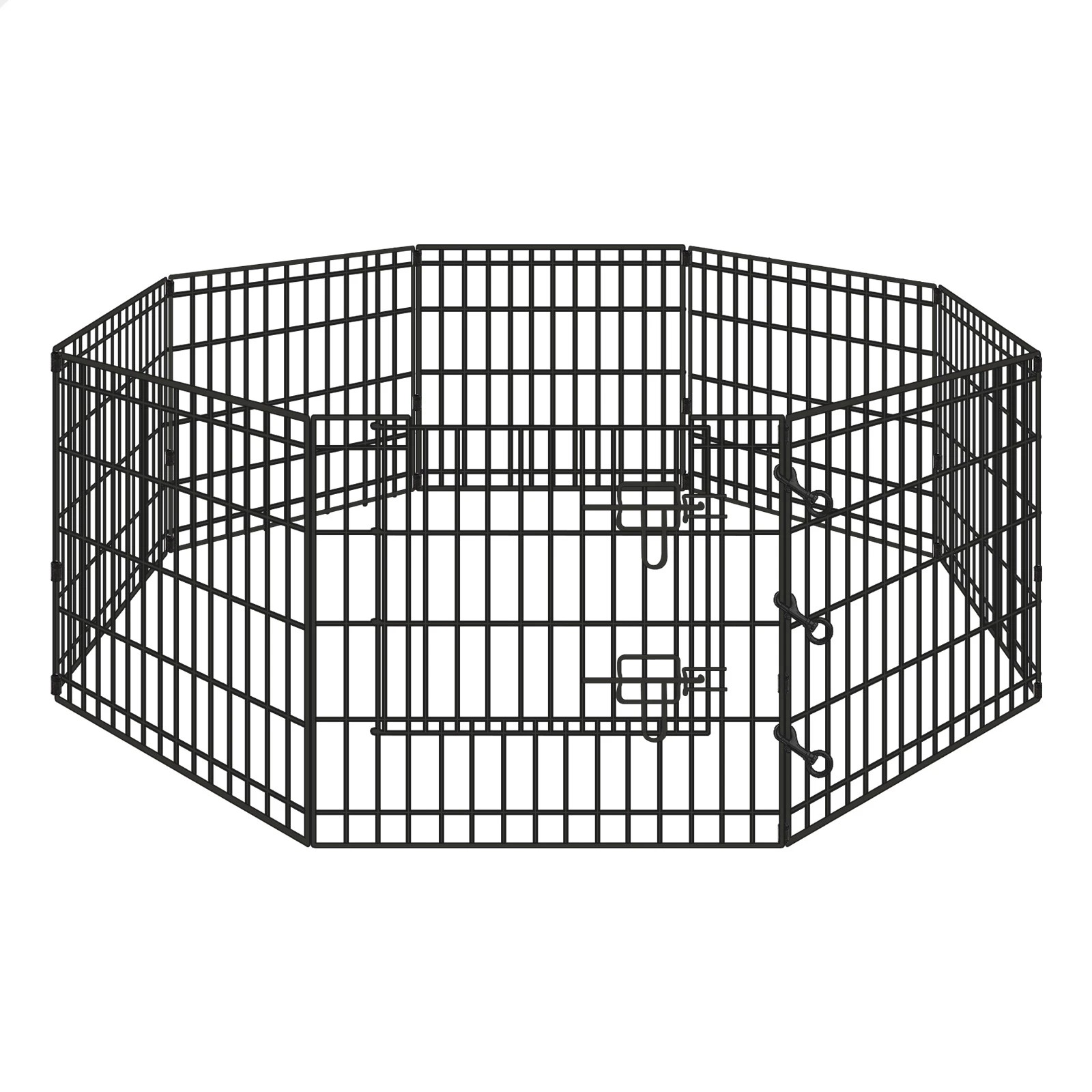 1 Beastie Pet Playpen 24 Inch Large 8 Panel Fence Enclosure Dog Metal Exercise Pen - Black, 1 of 8