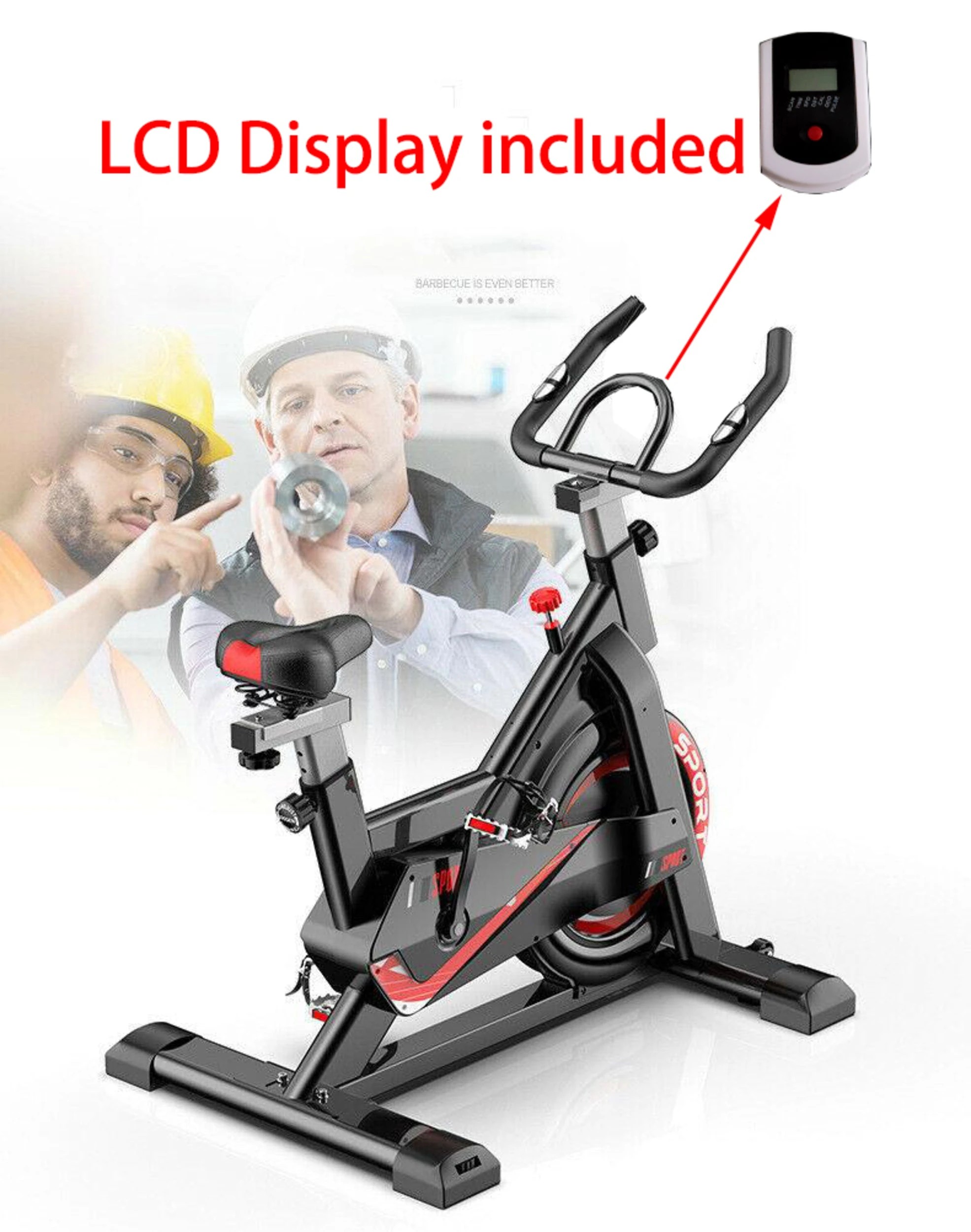 9 Fitness Master Exercise Spin Bike Home Gym Workout Equipment Cycling Bicycle Heart Rate Lcd Display, 9 of 9