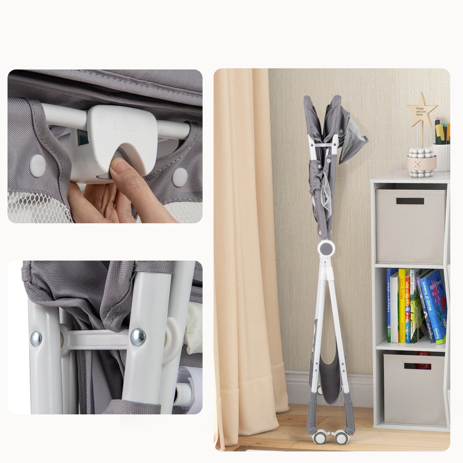 2 Costway Foldable Changing Table Diaper Organizer w/Wheels, 2 of 5