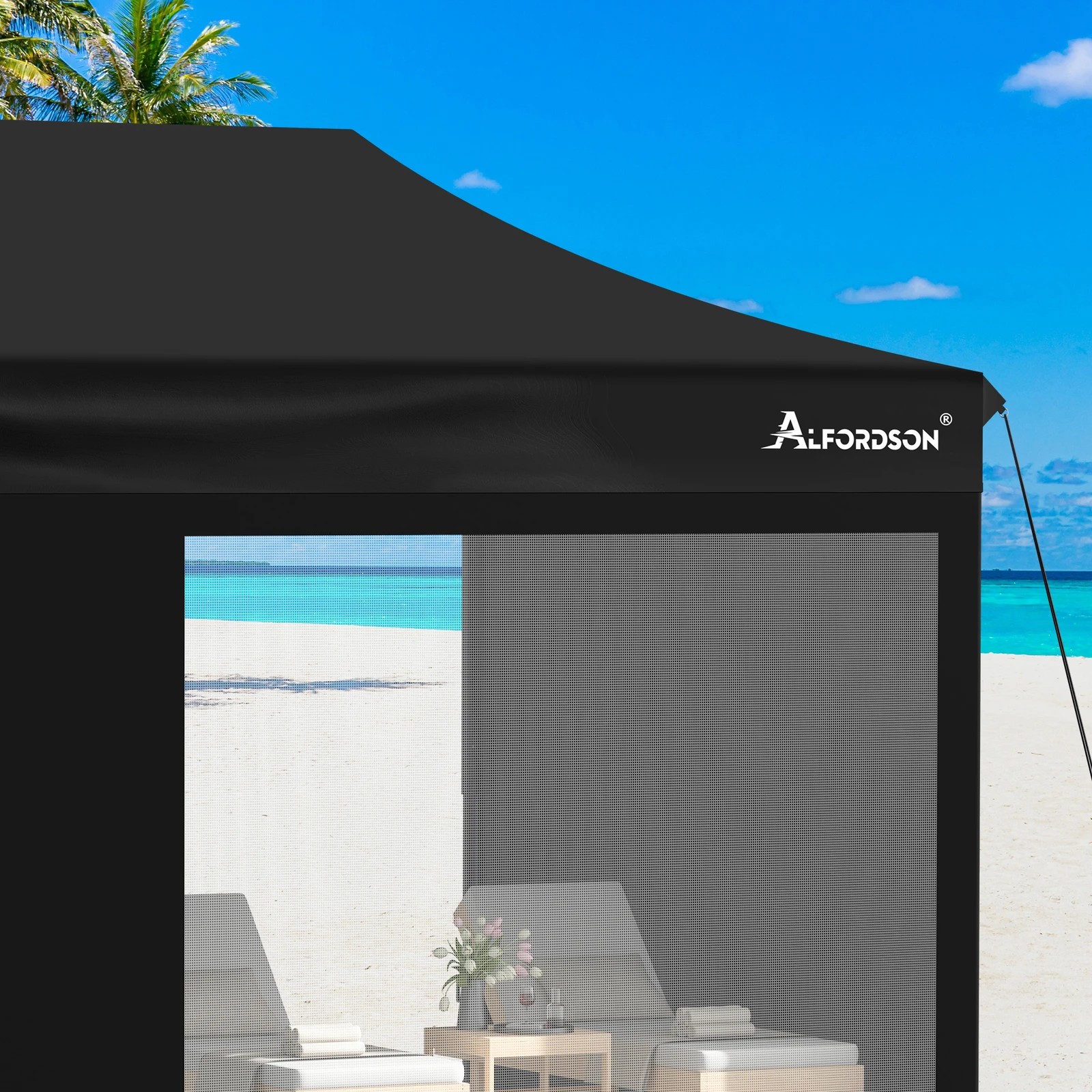 6 Alfordson Gazebo 6x3m Pop Up Marquee 600D Oxford Folding Camping Tent - Black, 6 of 10