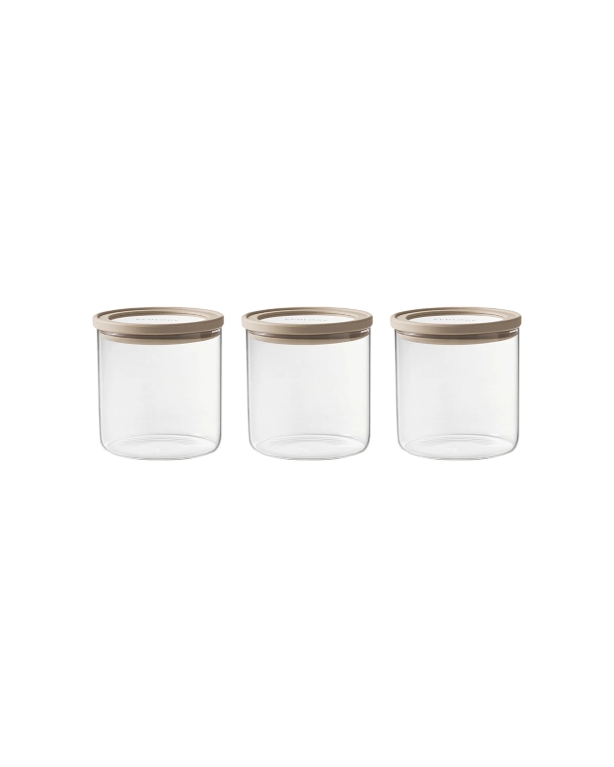 1 Ecology 3pc Store Round Glass Silicone Pantry Canisters Air-Tight - Natural, 1 of 2