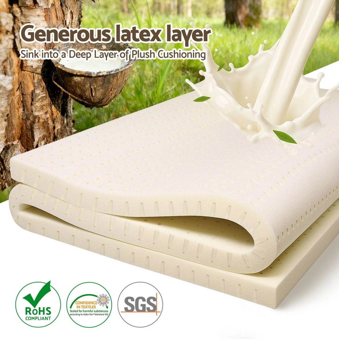 6 Giselle Bedding Latex Mattress Topper 5cm Queen
 - White, 6 of 8