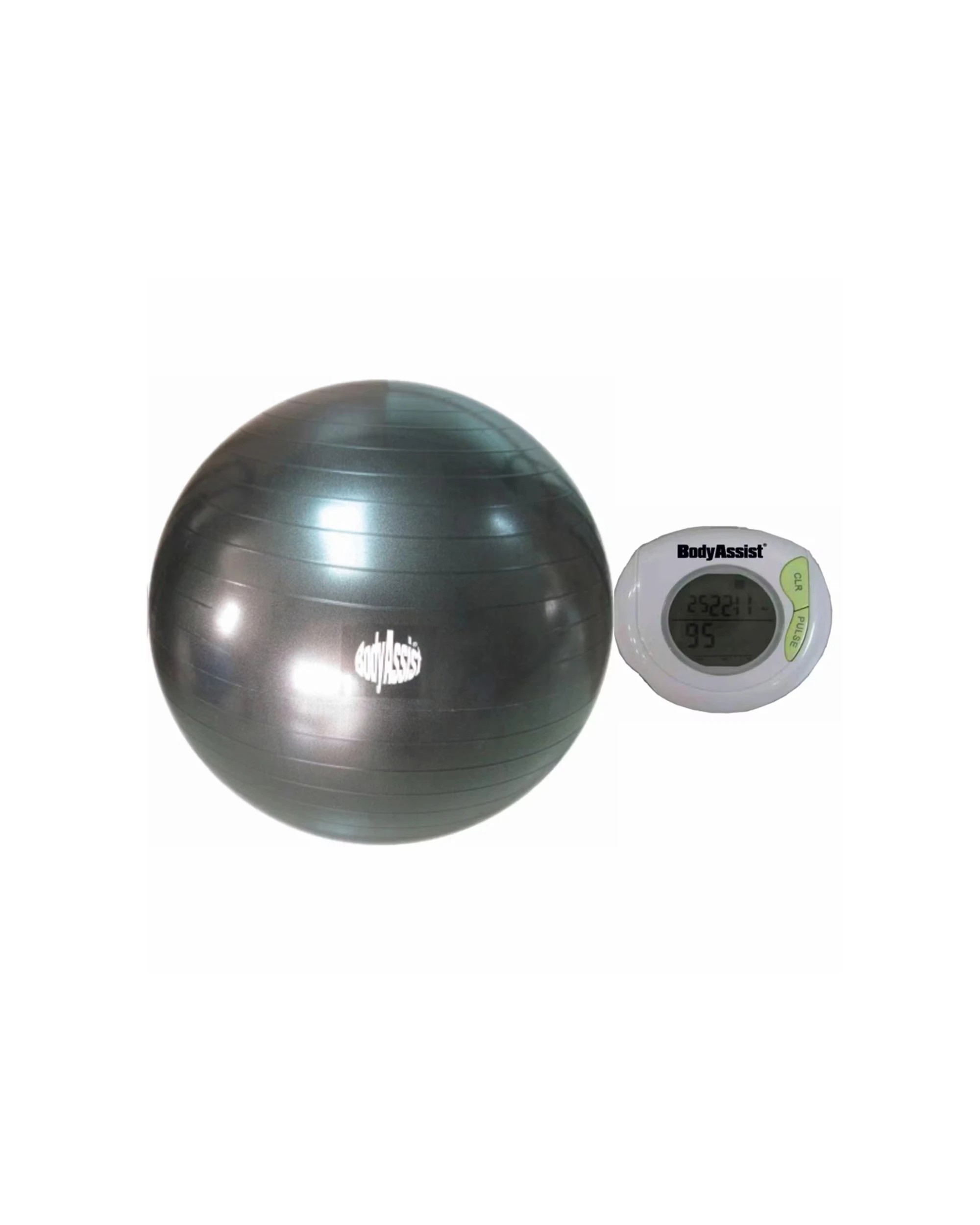 1 Bodyassist Fitness Ball 75cm Anti Burst & Pedometer Set - Black - Black, 1 of 2