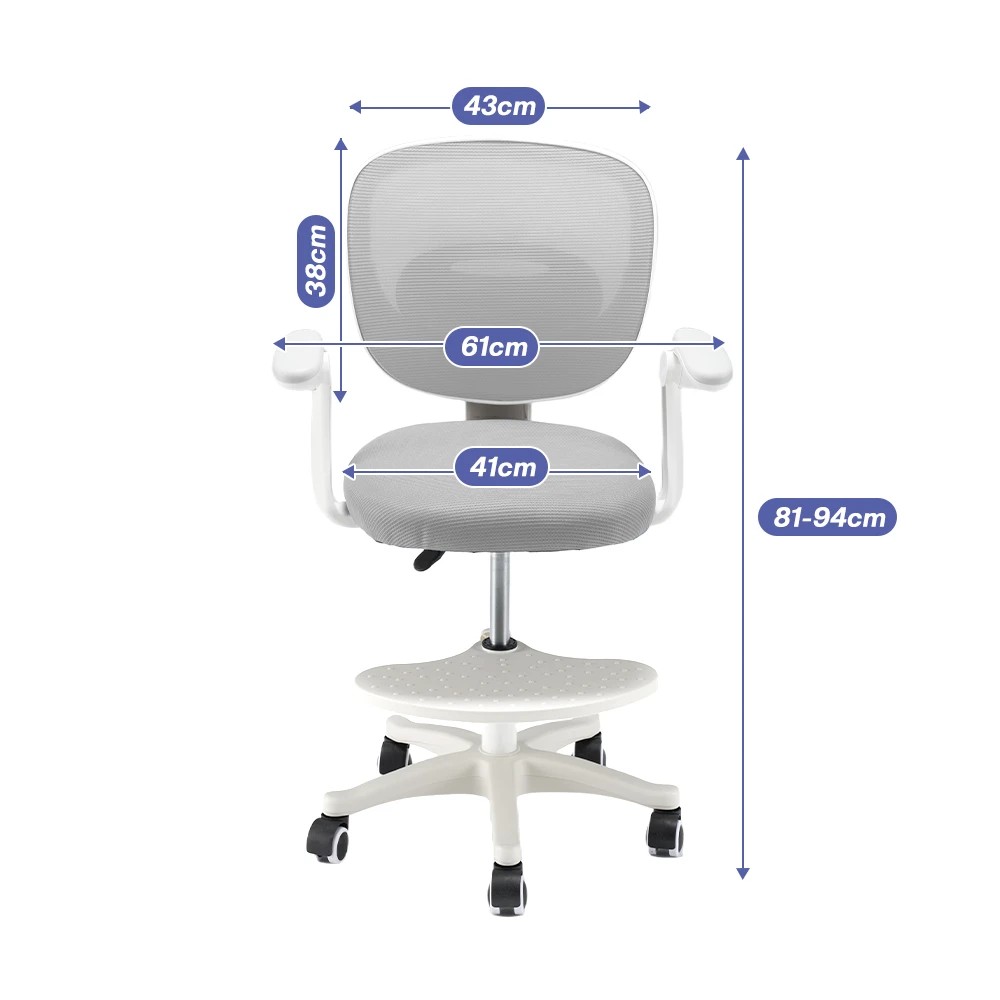 2 PlayPals Kids Desk Chair Adjustable Student Office Seat with Footrest - Grey, 2 of 3