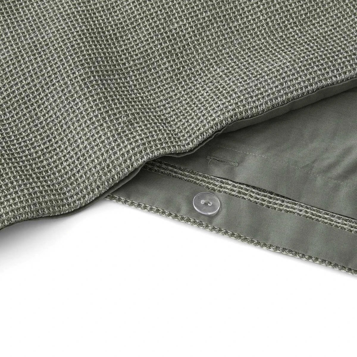 6 Waffle Micro Cotton Quilt Cover Set - Queen Bed, Forest, 6 of 6