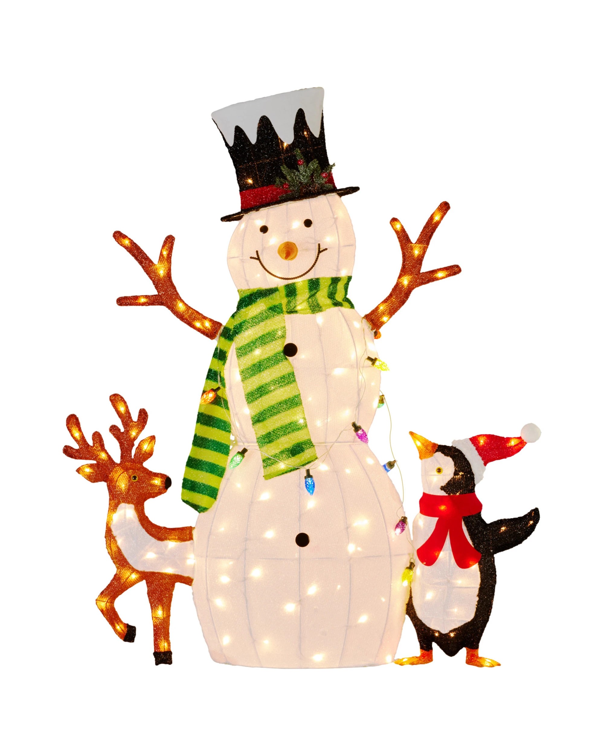 1 Christabelle 1.2m Christmas Snowman Display Indoor Outdoor with LED Lights and Animals Decoration, 1 of 4