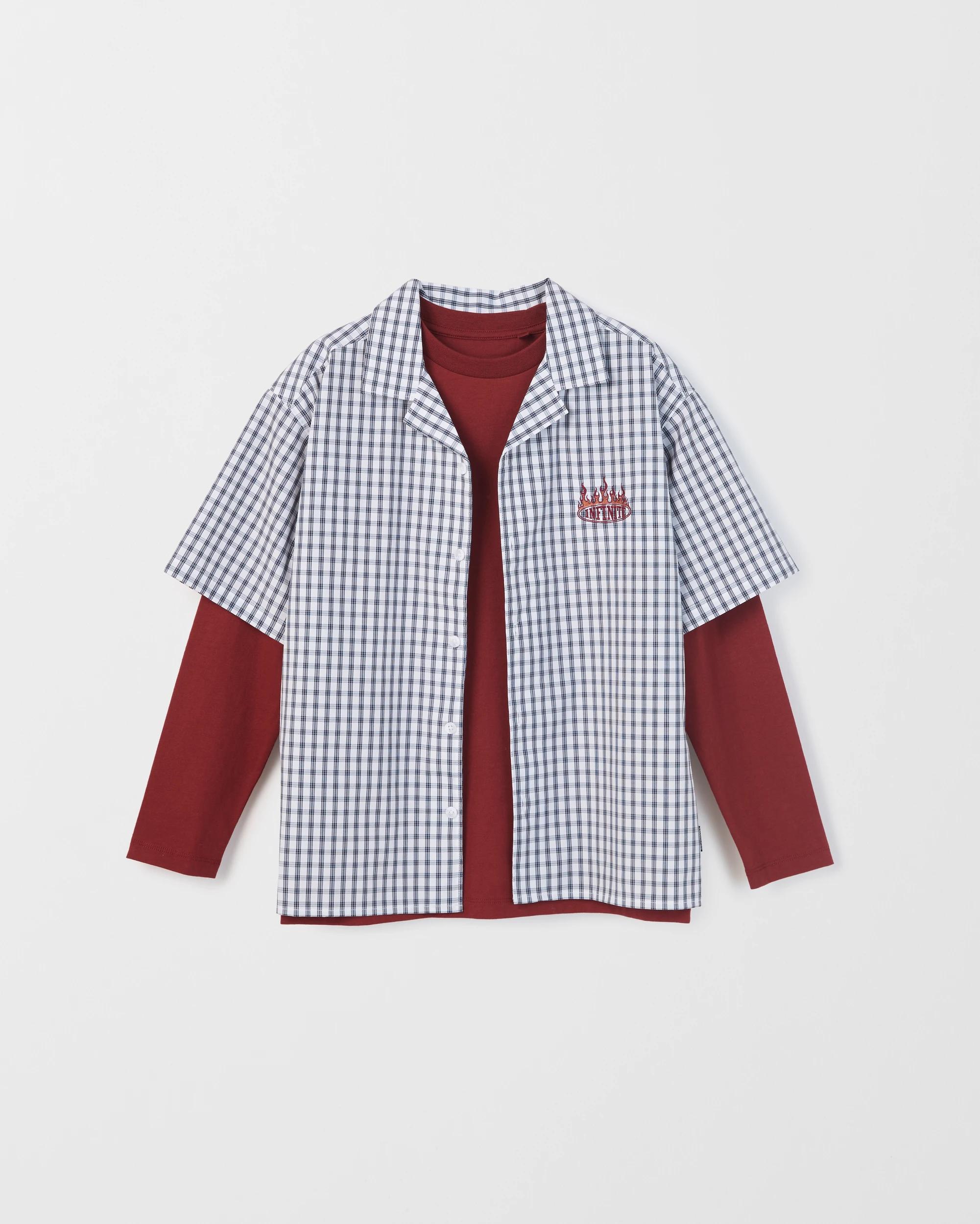 5 Target Kids Short Sleeve Boxy Shirt and Long Sleeve T-Shirt Set CHECK INDIGO, 5 of 6