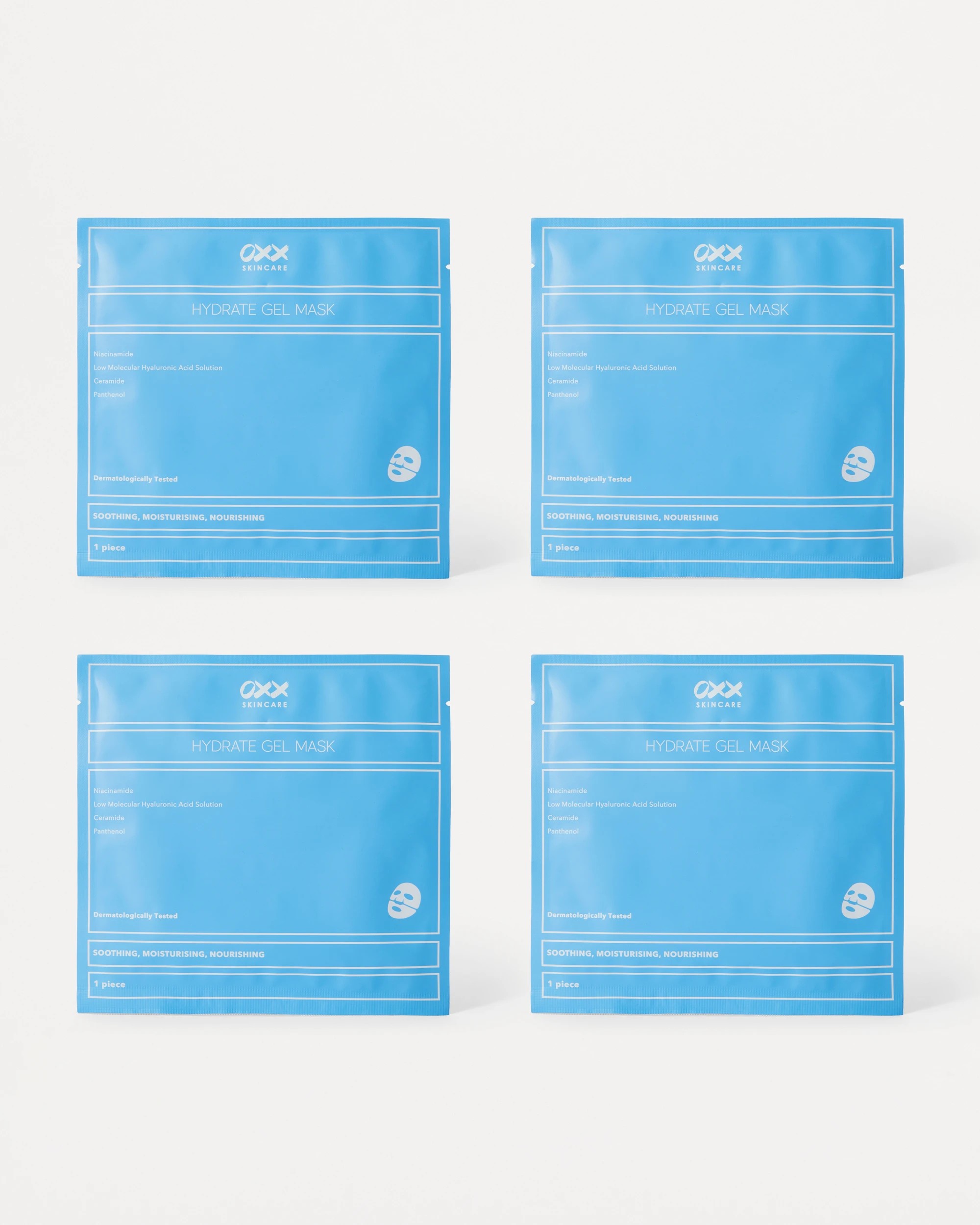 2 OXX Skincare 4 Pack Hydrate Gel Masks - Niacinamide, Low Molecular Hyaluronic Acid Solution, Ceramide and Panthenol, 2 of 4