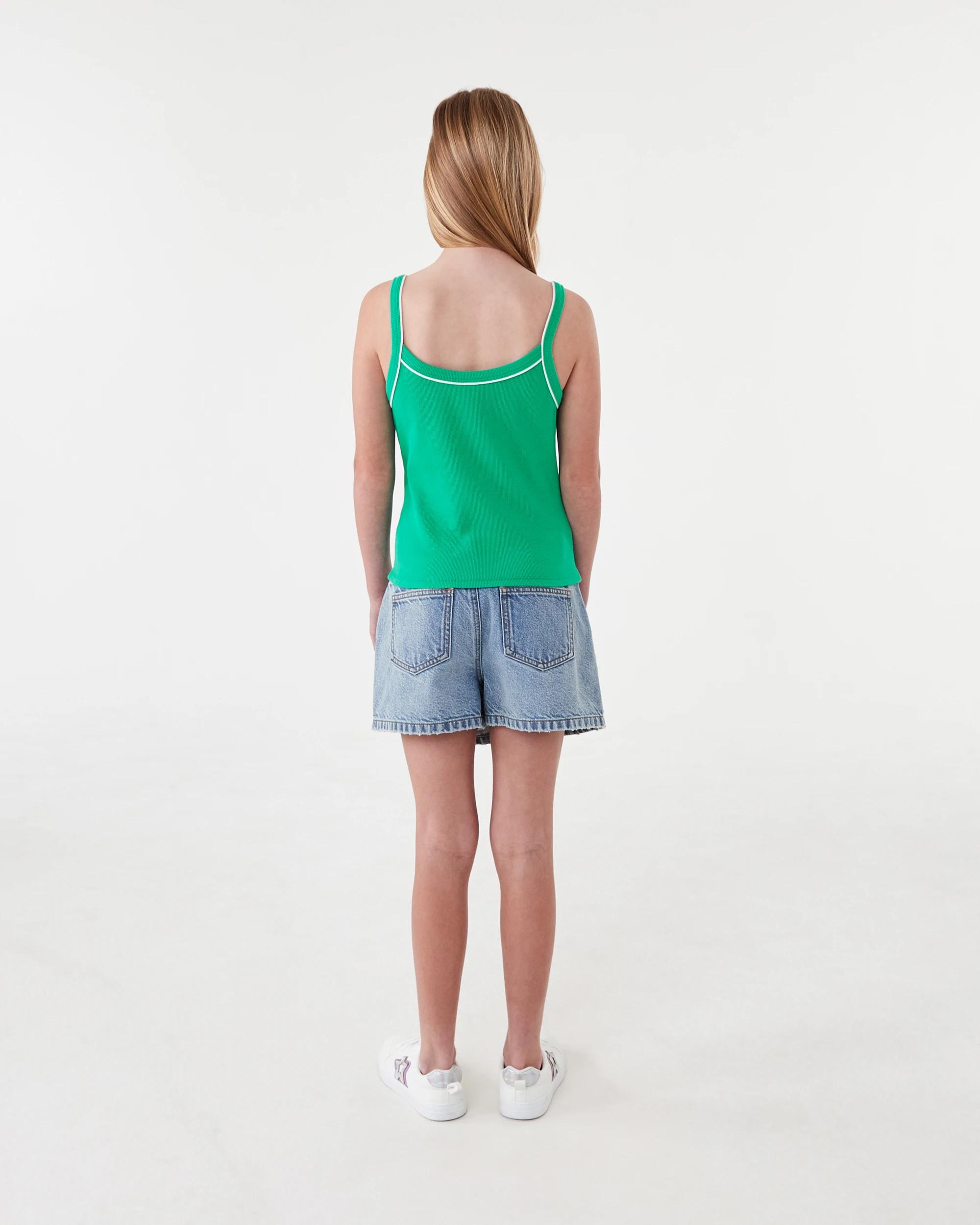 7 Rib Singlet Tank Top Green Opal, 7 of 7