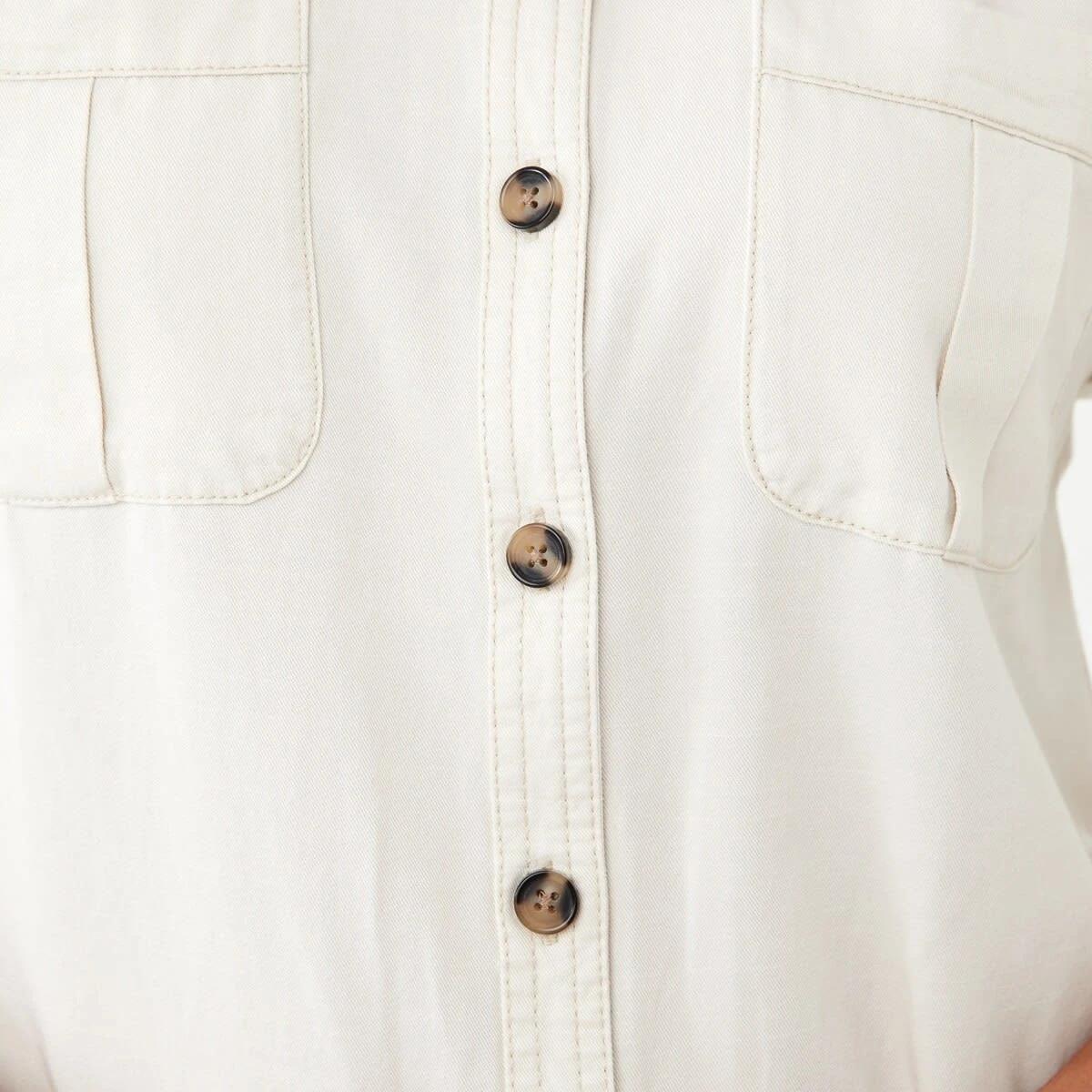 7 Long Sleeve Shift Shirt Mini Dress Bge Cream, 7 of 9