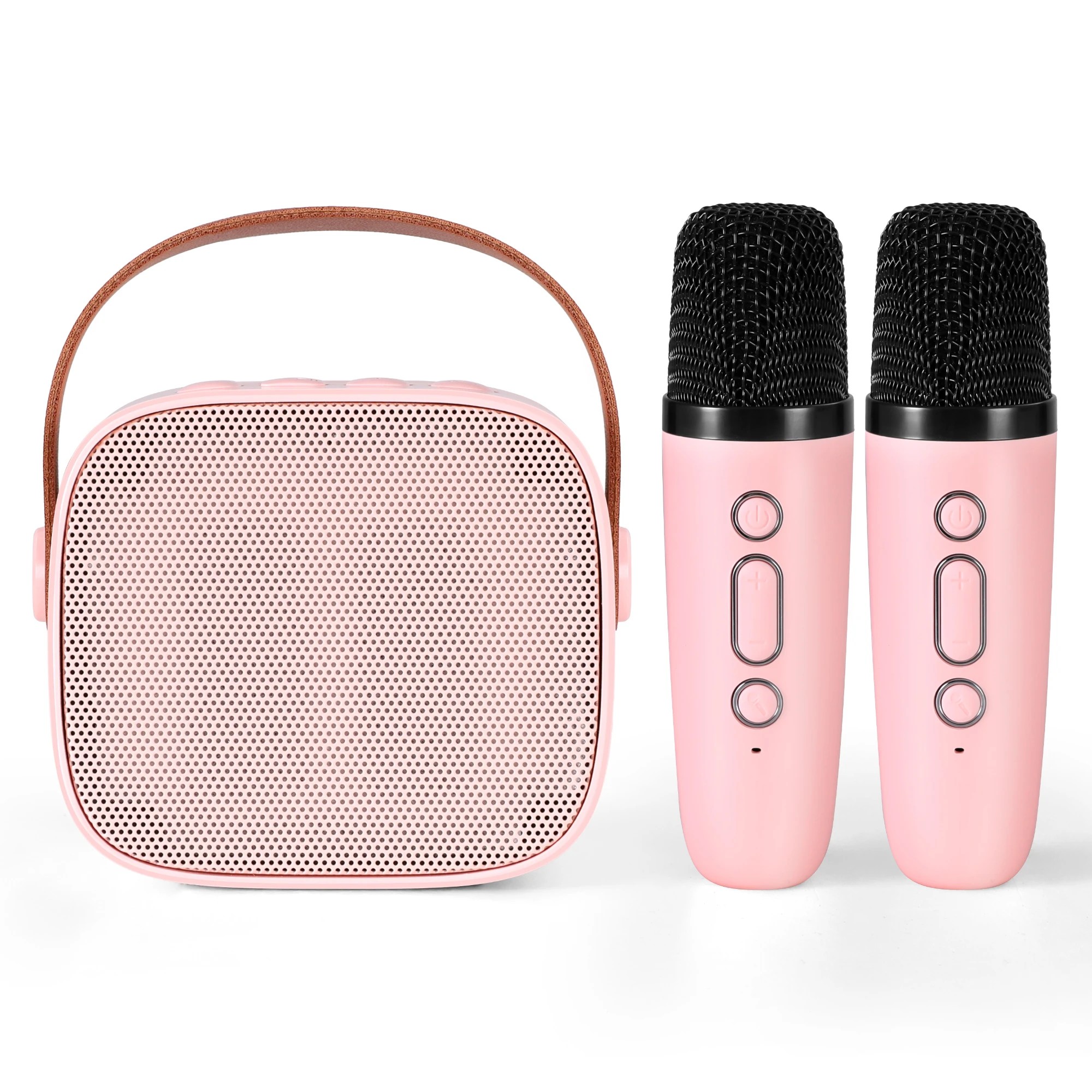 3 Alpha Mini Portable Karaoke Machine for Adults Kids with 2 Wireless Microphones - Pink, 3 of 3