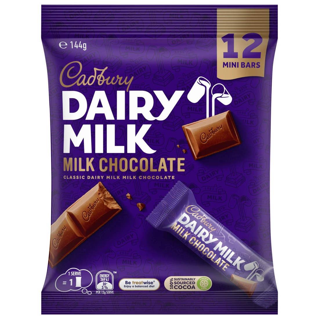 1 12 Pack Cadbury Dairy Milk Chocolate 144g, 1 of 2