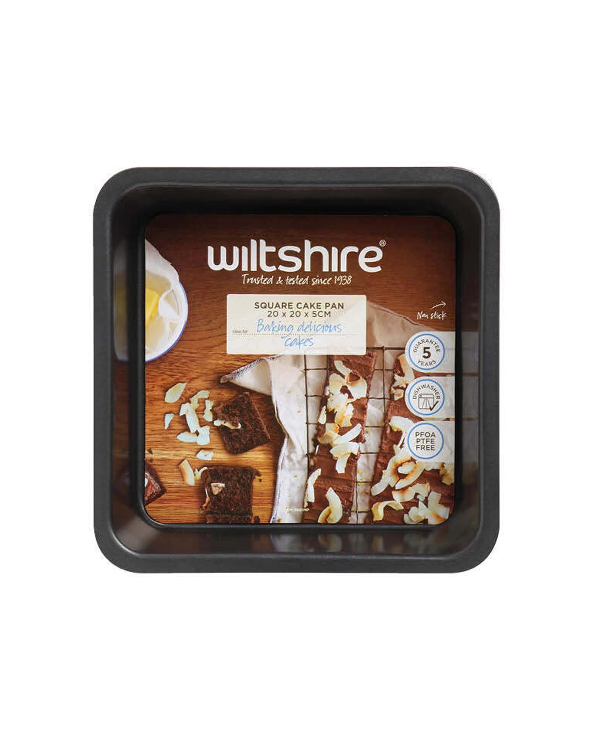 2 Wiltshire Easybake Non-Stick Square Cake Baking Pan Oven Safe Tin 20x5cm - Silver, 2 of 2