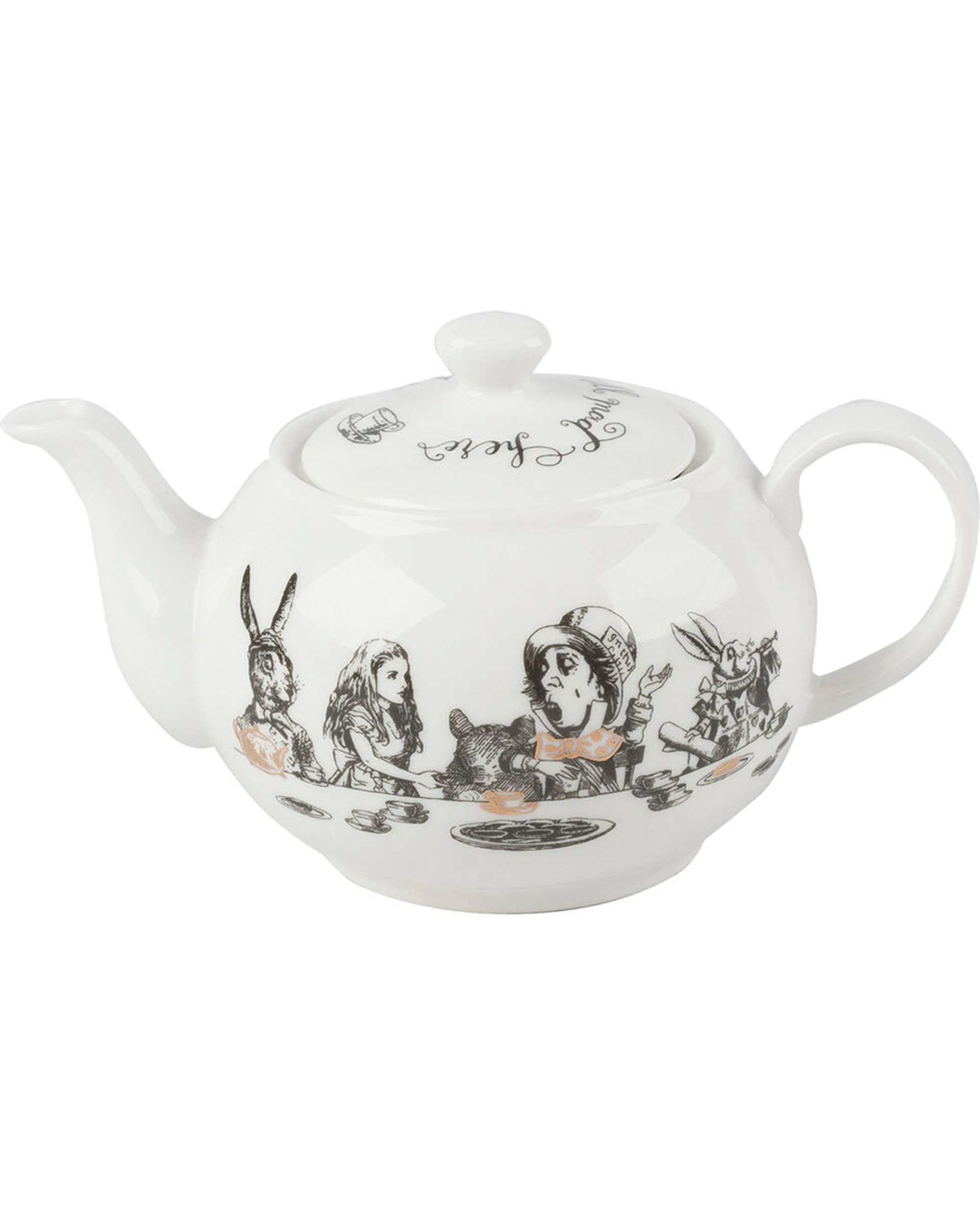 1 Mikasa Alice In Wonderland Mini Teapot Fine China Vacuum Insulated Leakproof - White, 1 of 3