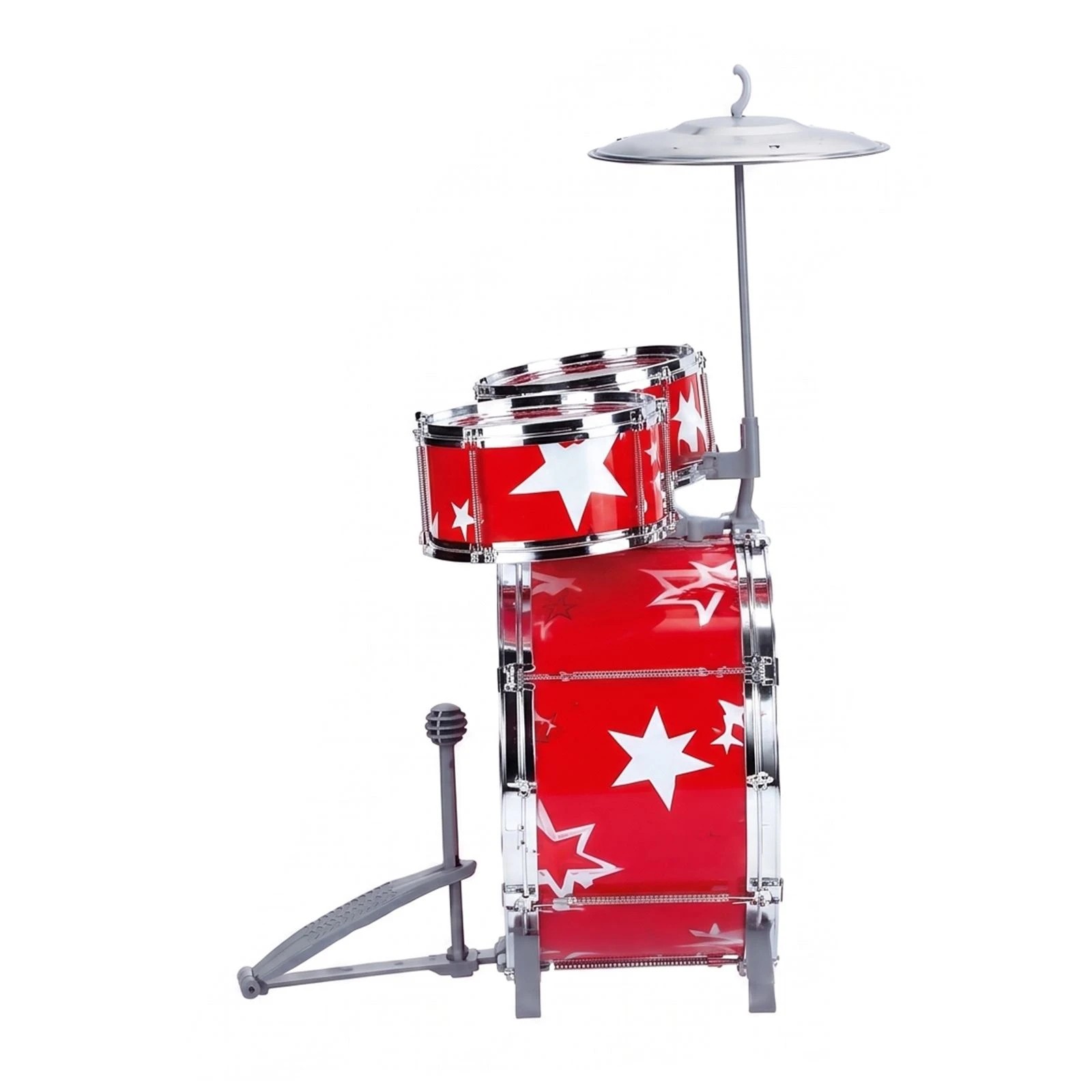 6 Ausway Red Kids Drum Set with Stool - 5-Piece Beginner Musical Instrument Toy, 6 of 6