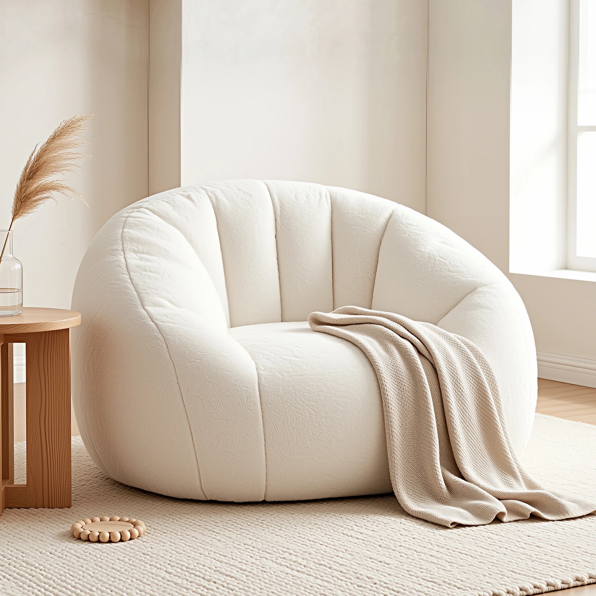 8 Artiss Single Small Boneless Couch Comfy Bean Bag for Living Room - Beige, 8 of 10