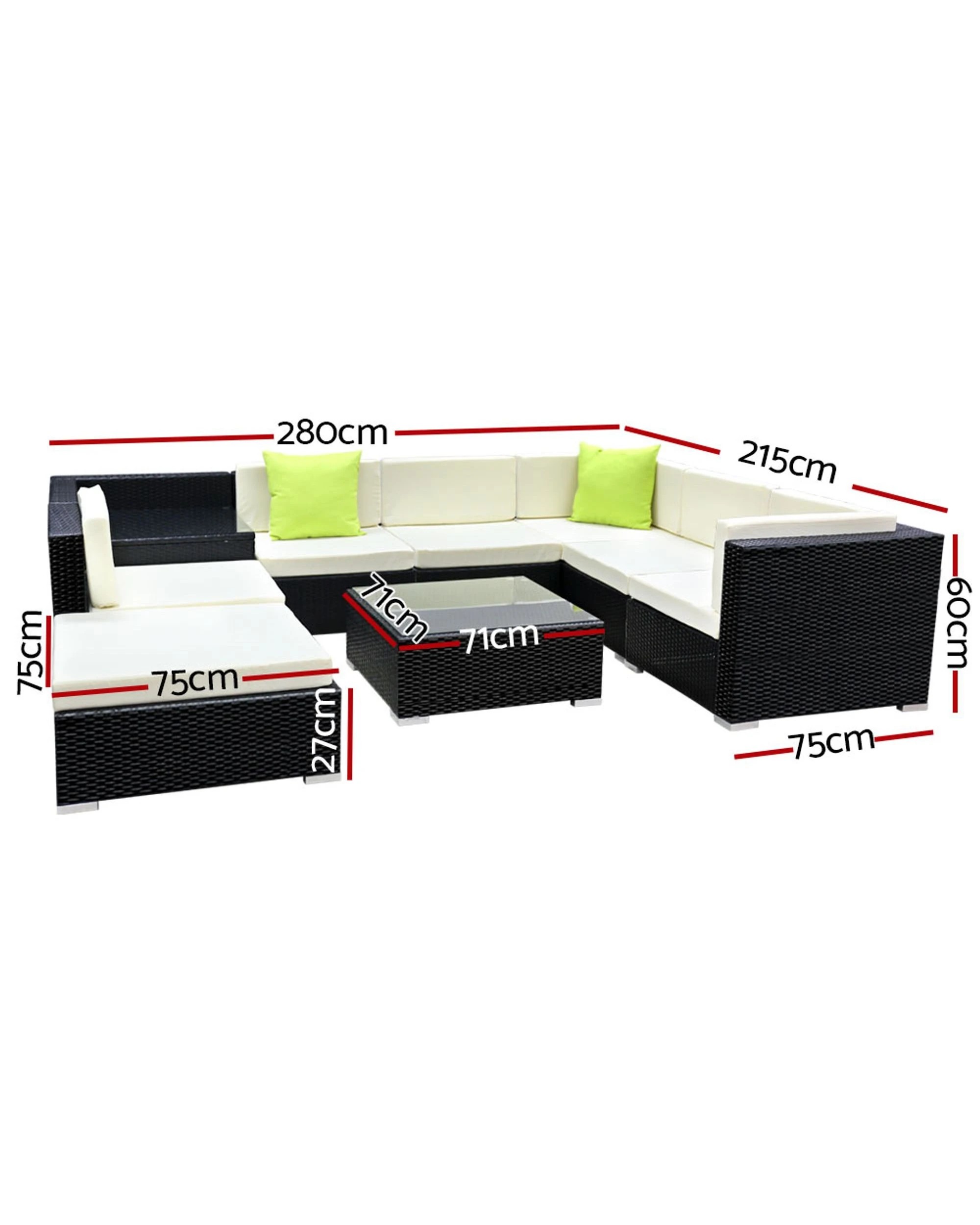 2 Gardeon 9-Piece Outdoor Sofa Set Wicker Couch Lounge Setting Cover - Black, 2 of 6