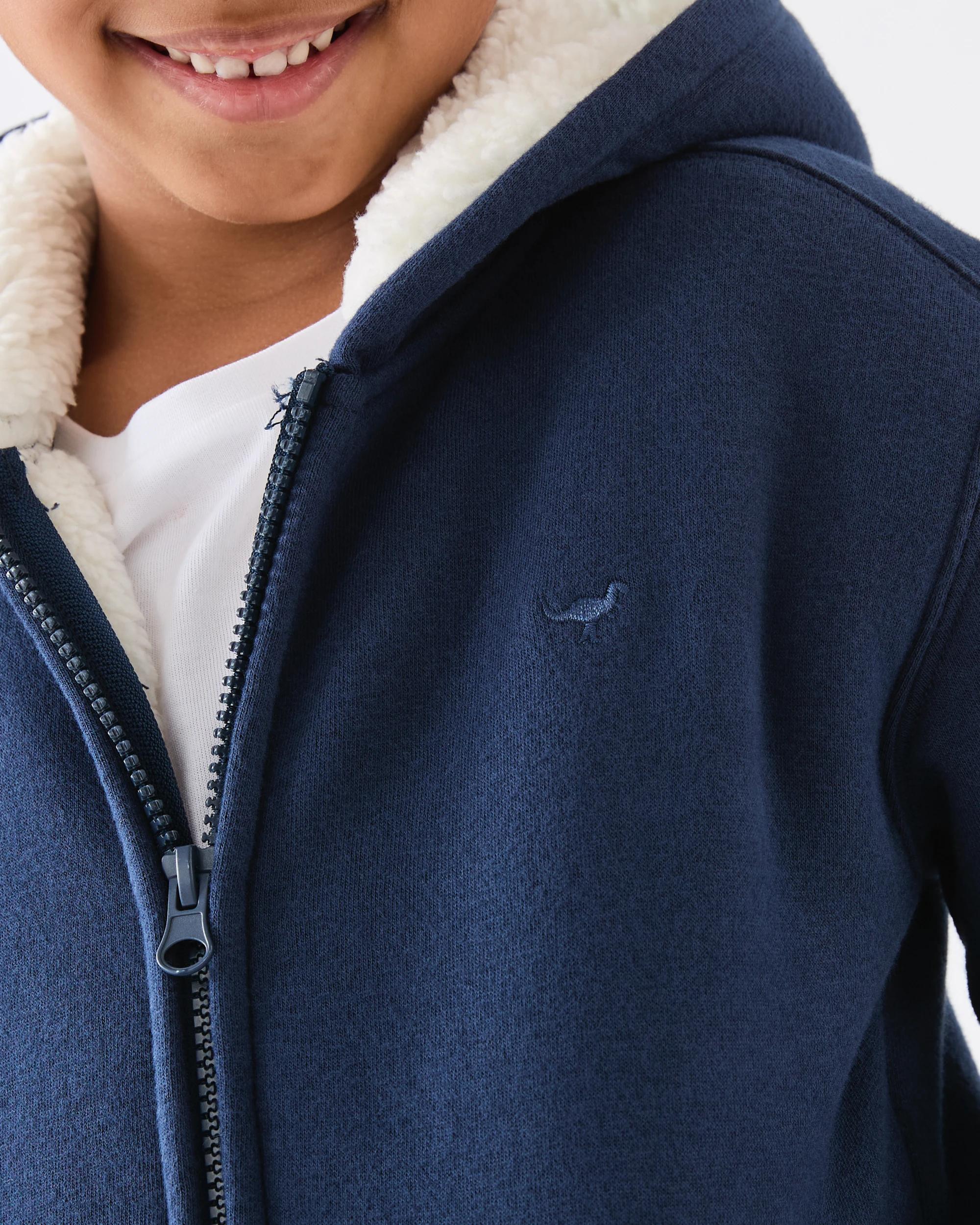 4 Sherpa Lined Hoodie Dress Navy, 4 of 9