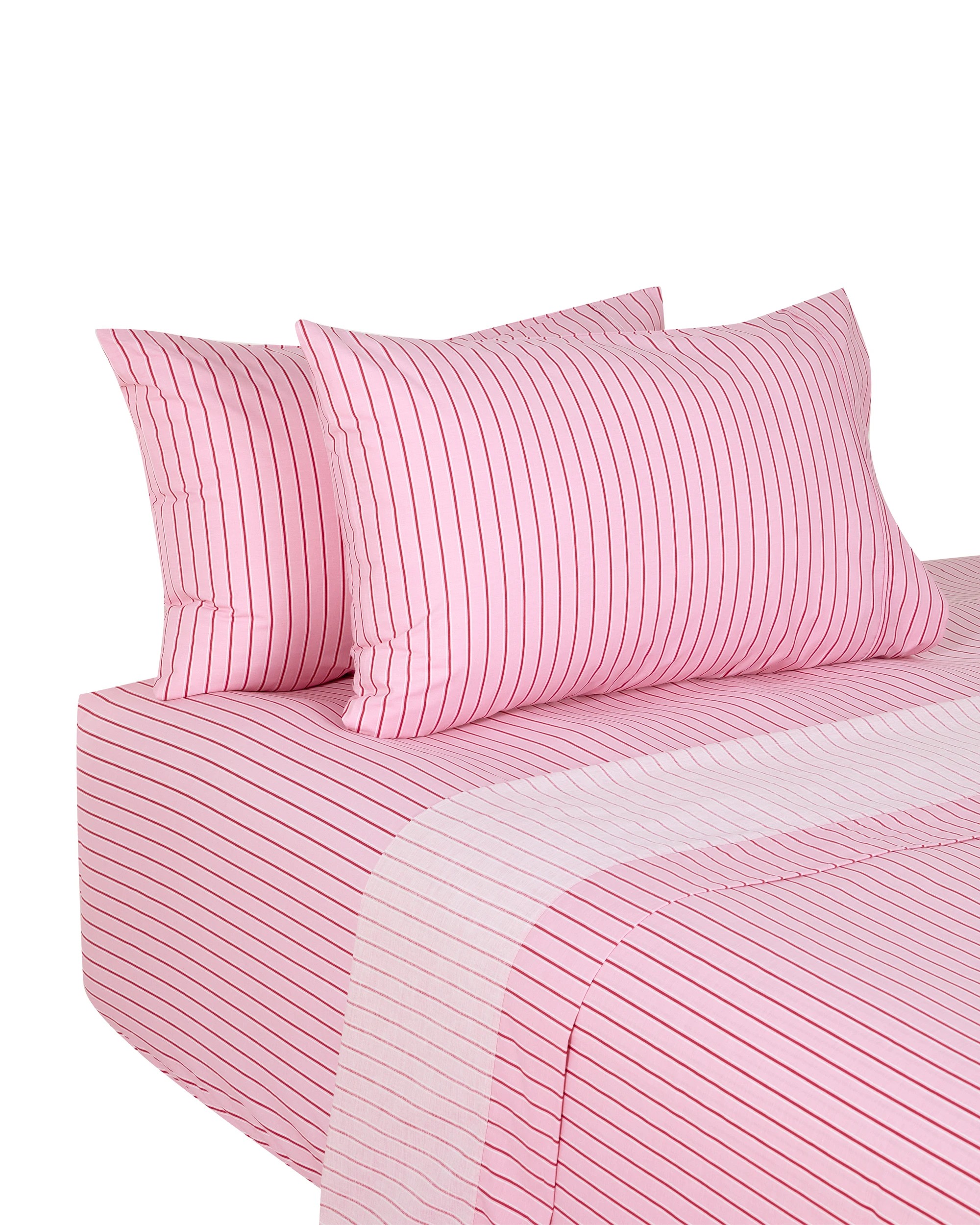 5 225 Thread Count Cotton Stripe Sheet Set - Double Bed, Pink, 5 of 6