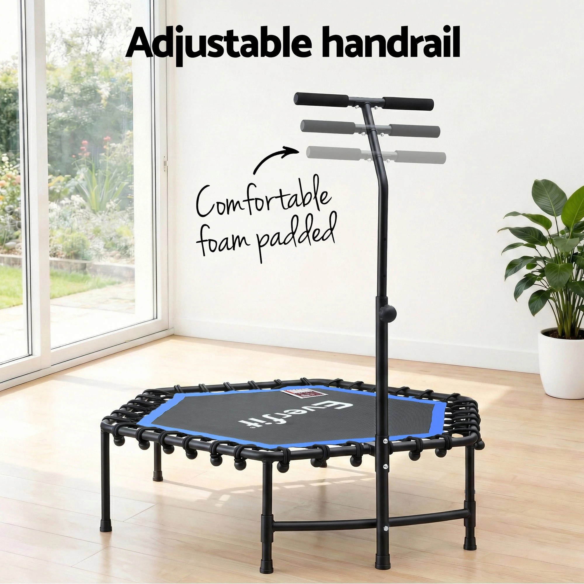 5 Everfit 48inch Hexagon Fitness Trampoline Rebounder Adjustable Handrail - Multi, 5 of 6