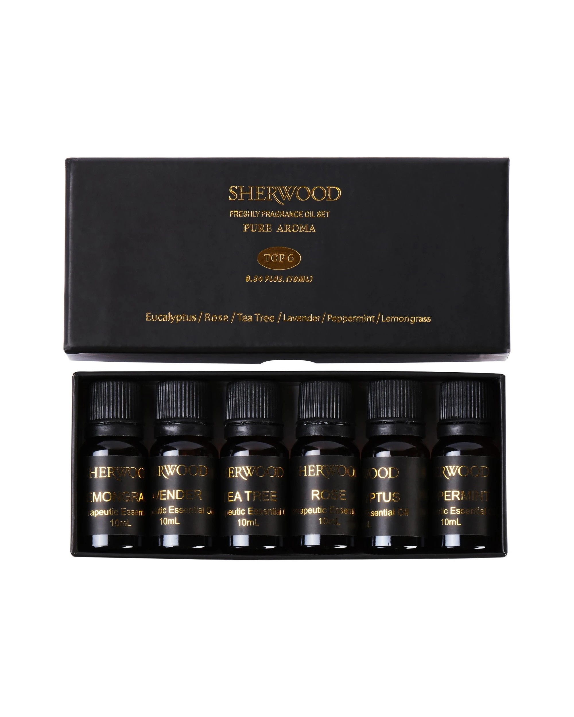 4 Sherwood Home Diffuser Aromatherapy Essential Oil 6 Pack For Diffuser/Humidifier X 10ML - Clear and Brown, 4 of 10