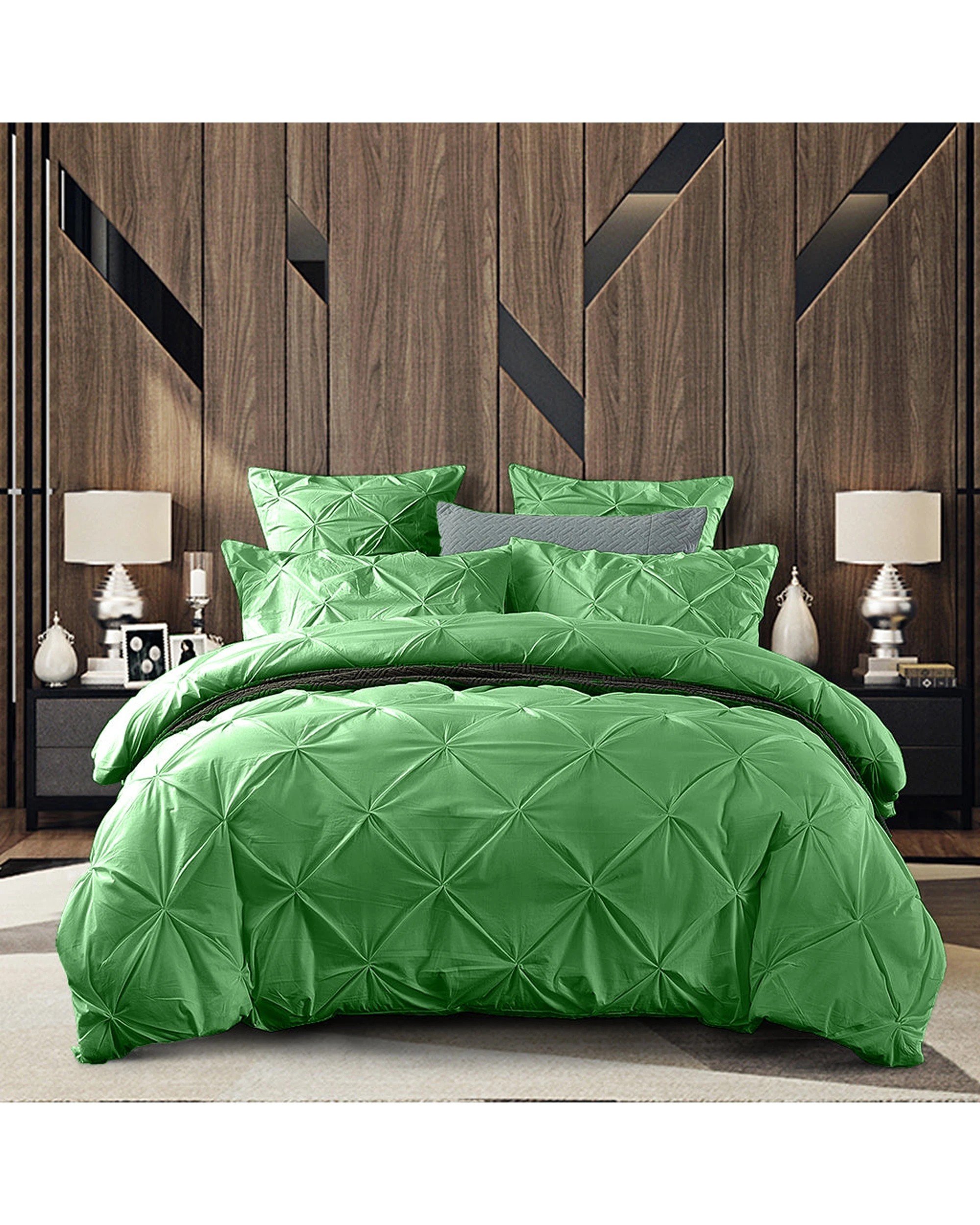 2 Cotton More 100% Cotton Diamond Pinch Pleated Pintuck Doona Quilt Cover Double - Green, 2 of 7