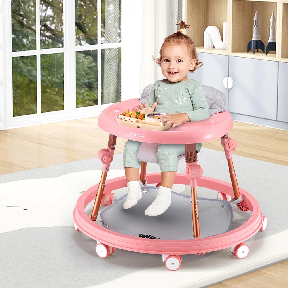 3 Playpals 3-IN-1 Baby Walker Adjustable Stroller Activity Kids Ride On Toy - Pink, 3 of 3