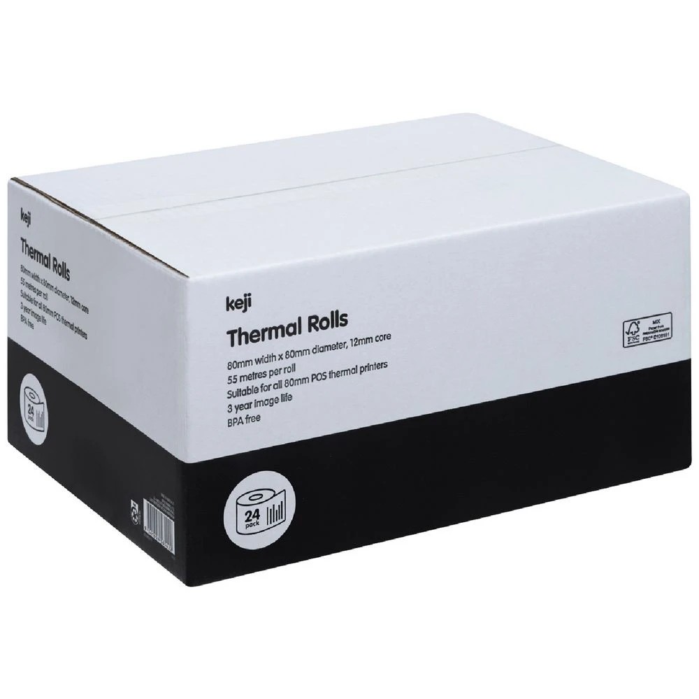 1 Keji 70gsm Thermal Rolls 80 x 80mm 24 Pack, 1 of 4