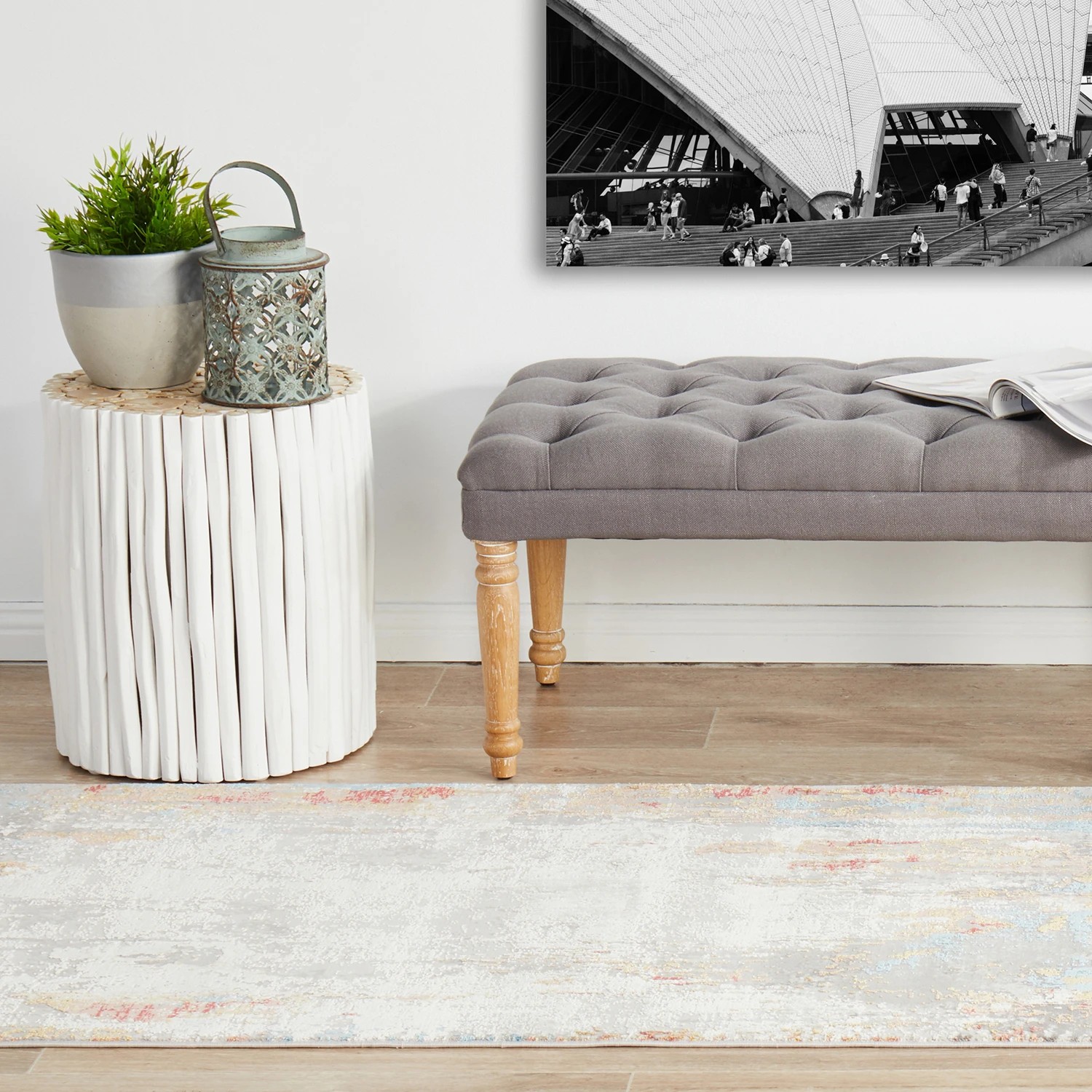 4 Common Ground Rugs Glimmers 107 400x80cm Runner - Large Bamboo Silk Power Loomed Rug - Multi, 4 of 9