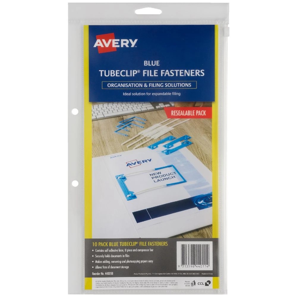 2 Avery Tubeclip File Fastener Blue 10 Pack, 2 of 3