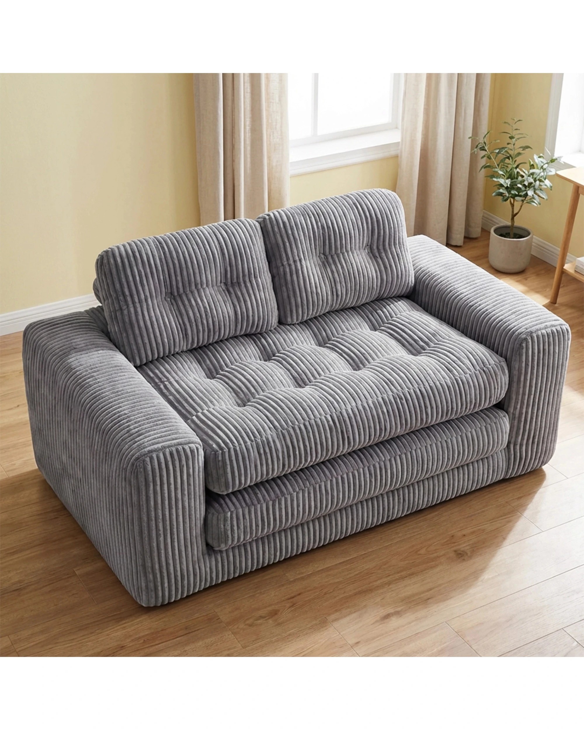 4 Advwin Folding Sofa Bed 2 in 1 Convertible Floor Loveseat Sofa Fold Out Corduroy Sleeper Couch with 2 Pillows, 4 of 10