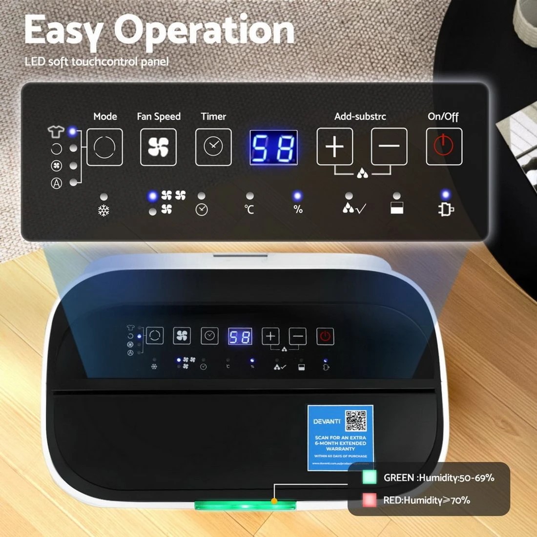 5 Devanti Dehumidifier 20L Air Purifier - White, 5 of 5