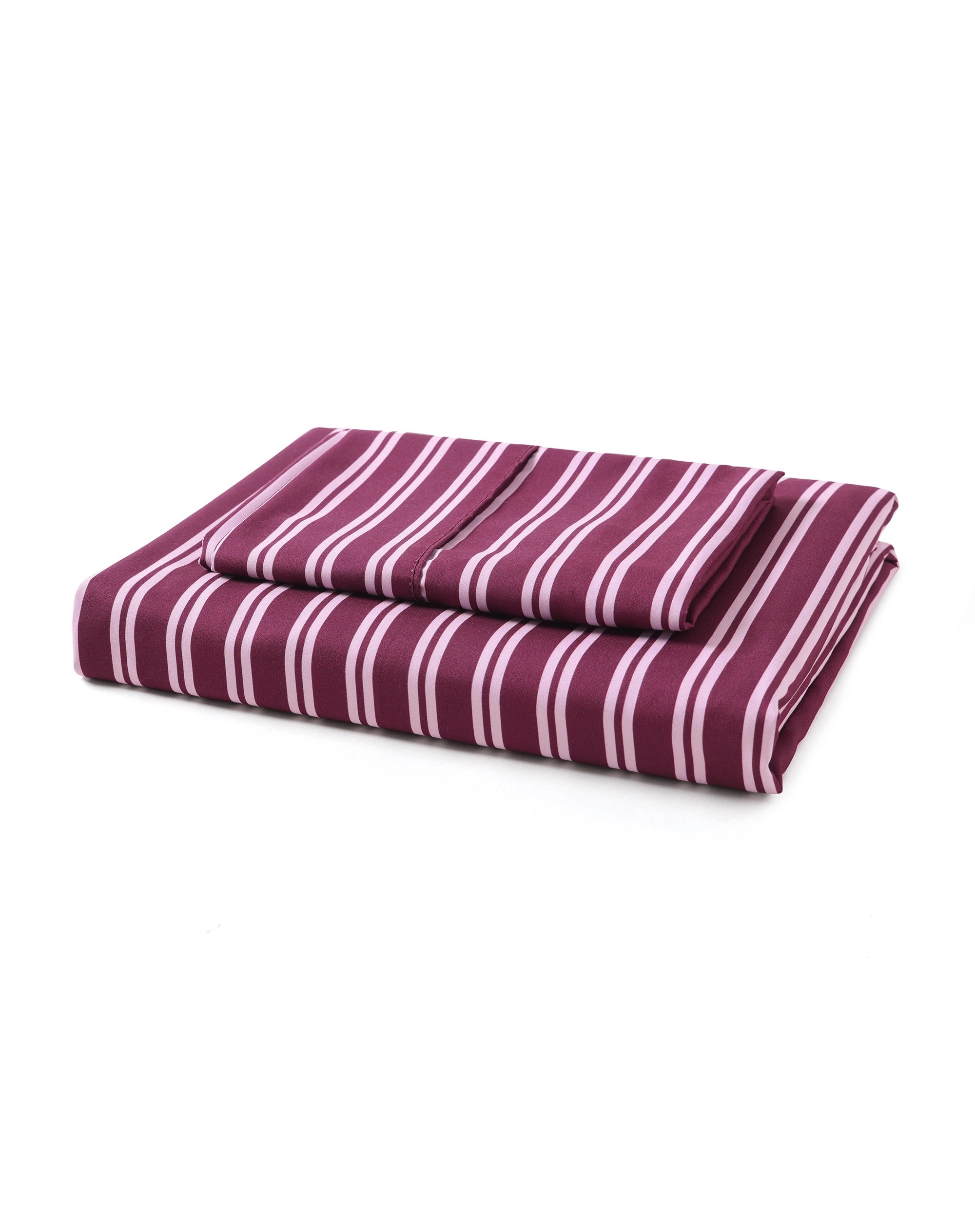 6 Dreamaker Pippa Stripe Fitted Sheet Set - Single Bed - Plum, 6 of 6