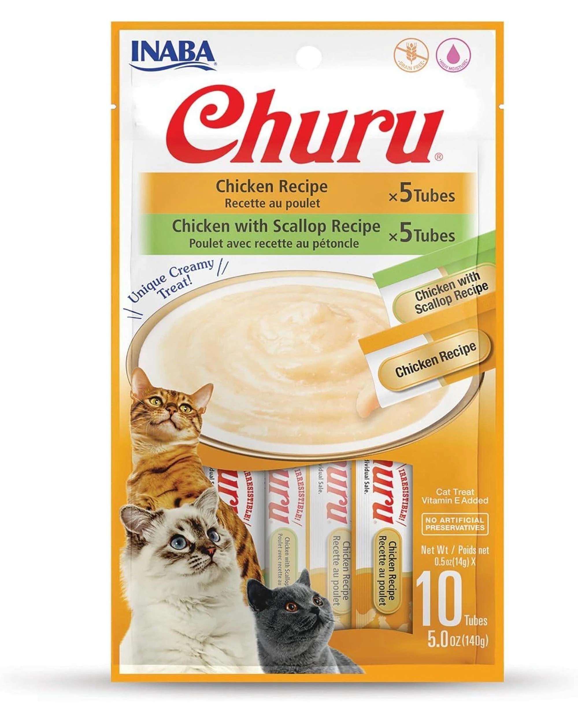 1 Inaba Churu Puree Lickable Cat Treat Chicken & Chicken with Scallop 10 x 0.5oz, 1 of 9