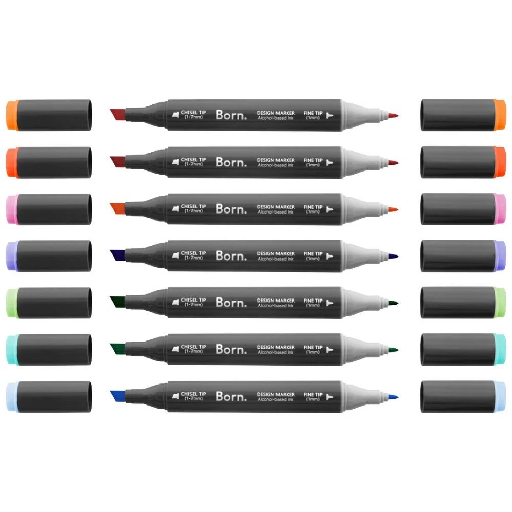 4 Born Professional Dual-Tip Artist Markers Assorted 12 Pack, 4 of 4