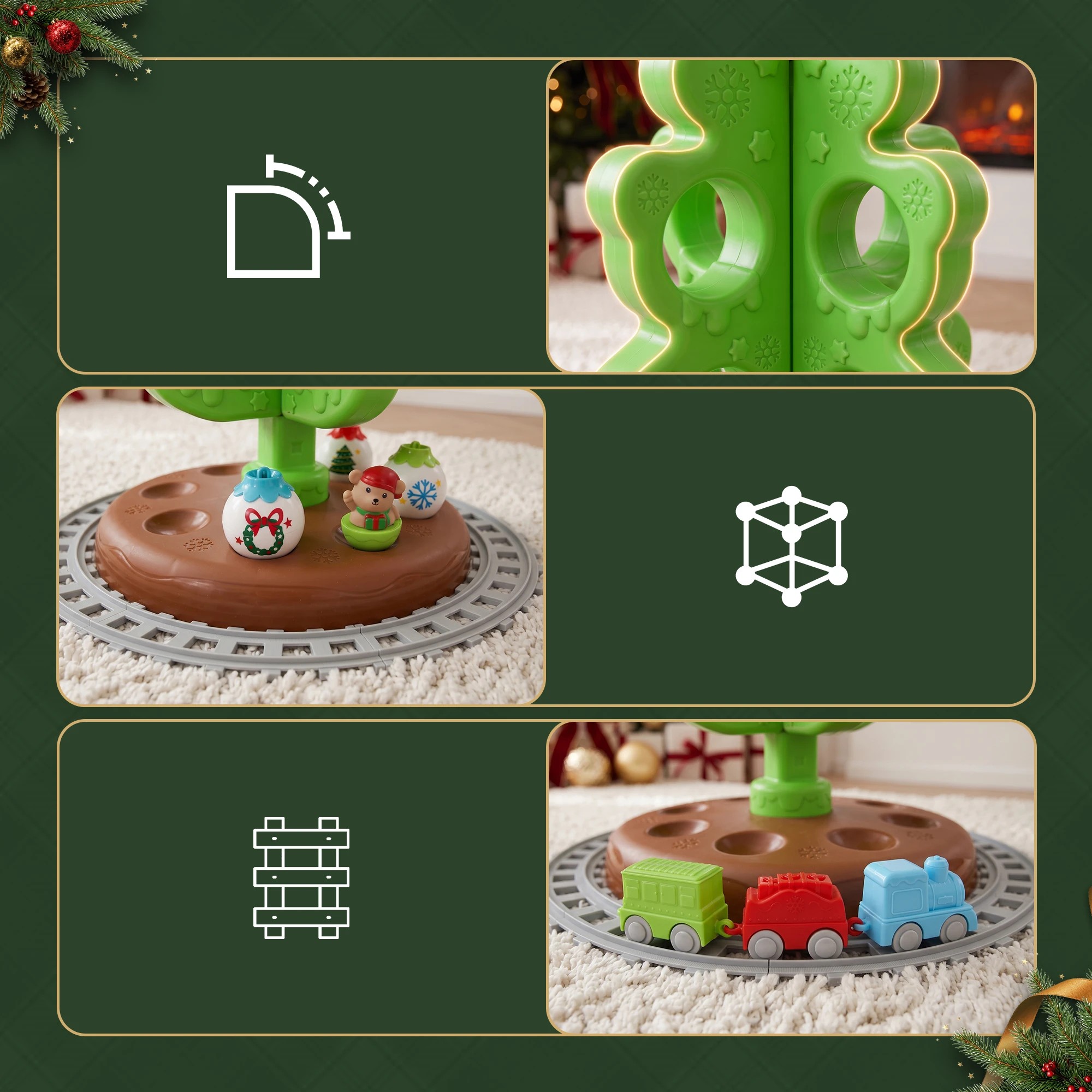 7 Jingle Jollys Toddler First Christmas Tree Mini Xmas Tree Toy Set with Train - Green, 7 of 7