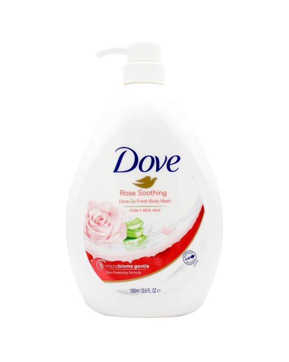 Dove Body Wash Liquid Bath Soap Rose Soothing Scent 1000ml - White