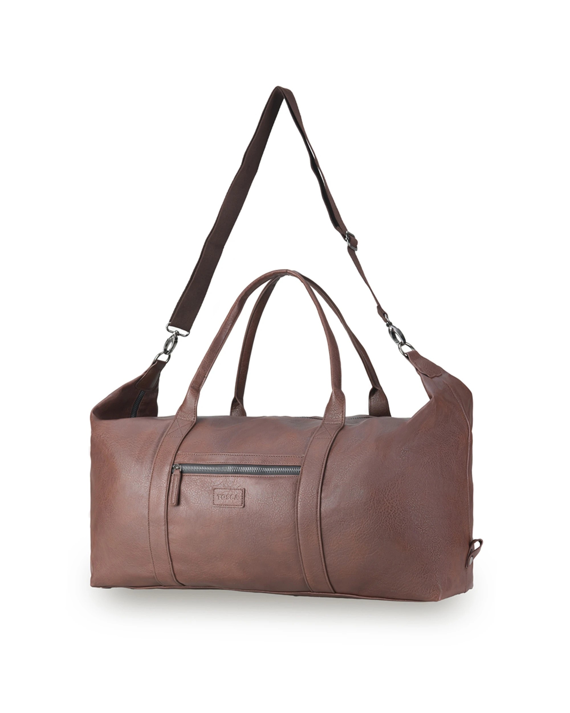1 Tosca Vegan Leather Duffle Travel Carry All Bag - Brown, 1 of 3