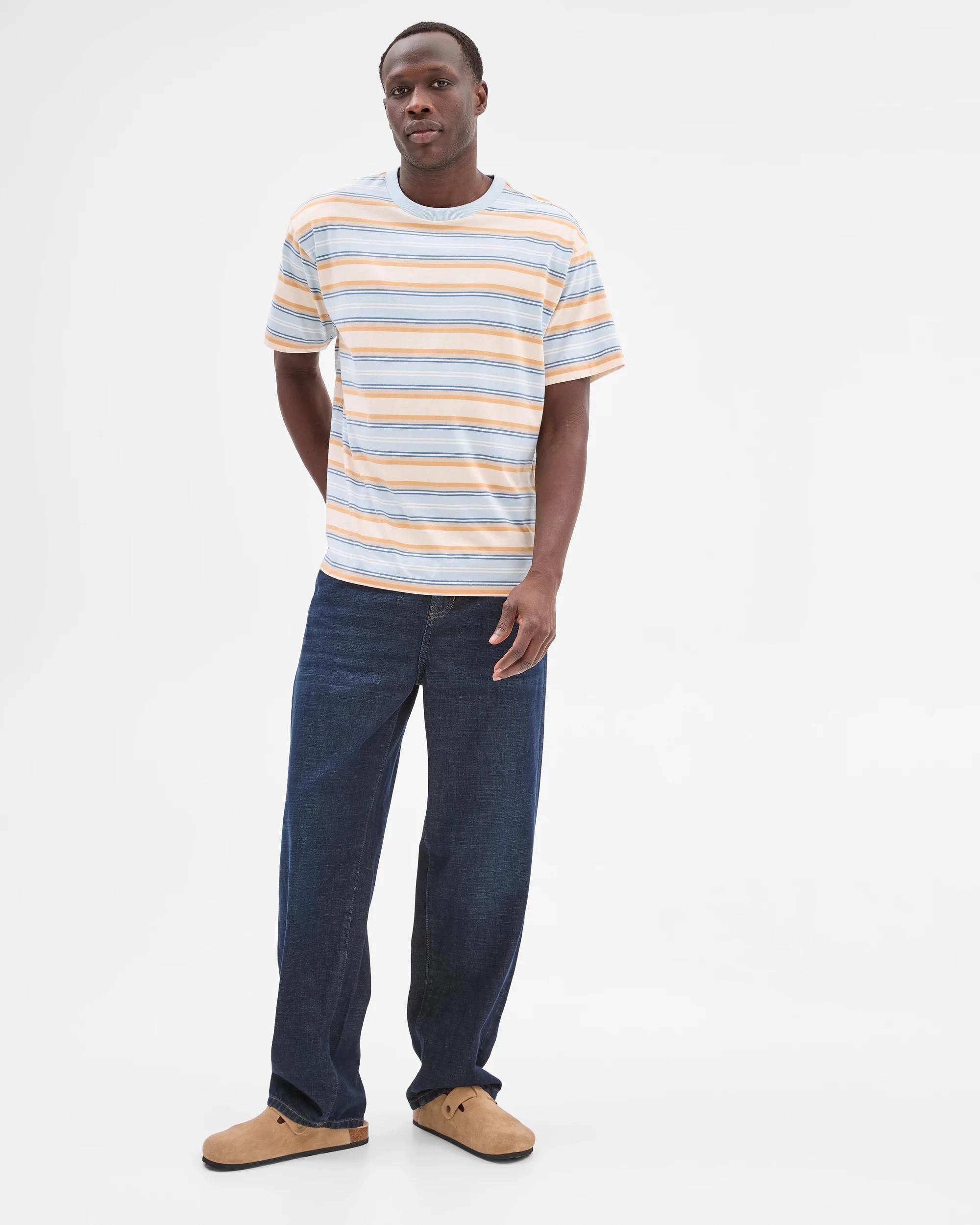 2 Australian Cotton Heavy Core T-Shirt- Commons BLUE / STRIPE, 2 of 7