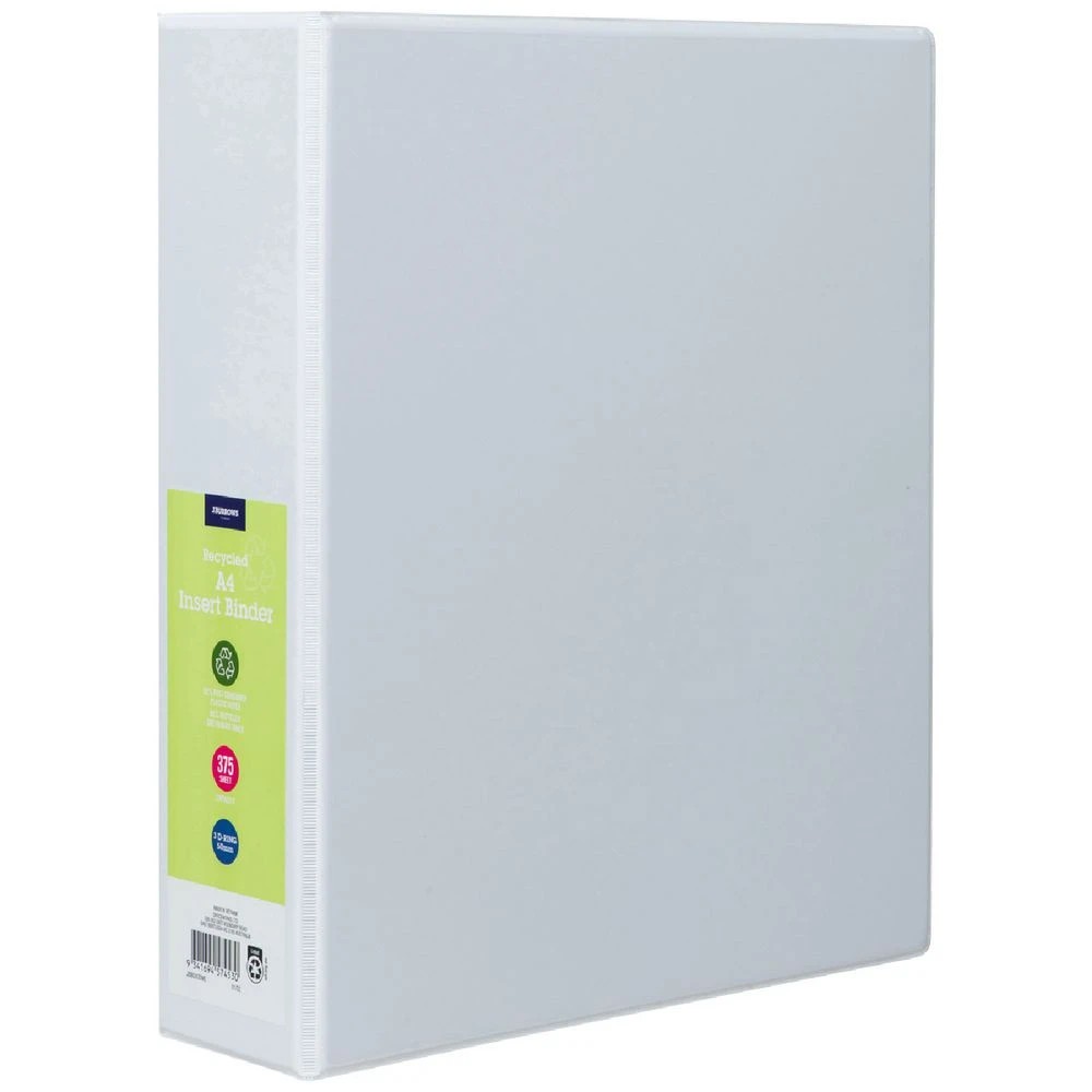 1 J.Burrows Insert Binder A4 3 D-Ring 50mm White, 1 of 6