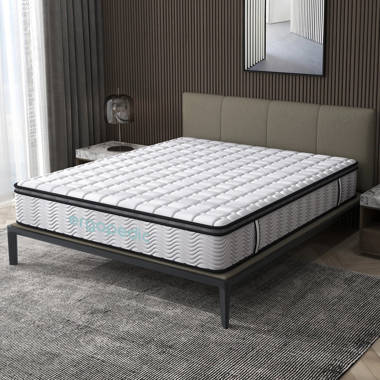 1 Ergopedic Mattress 5 Zone Latex Pocket Spring Mattress In A Box 30cm - Double Bed - White - Double Bed - White, 1 of 9