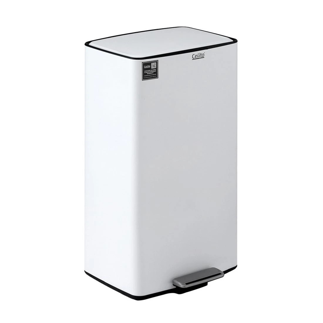 1 Cefito Pedal Bins Rubbish Bin Waste Recycle Dustbins Kitchen Trash Can 40L - White, 1 of 4