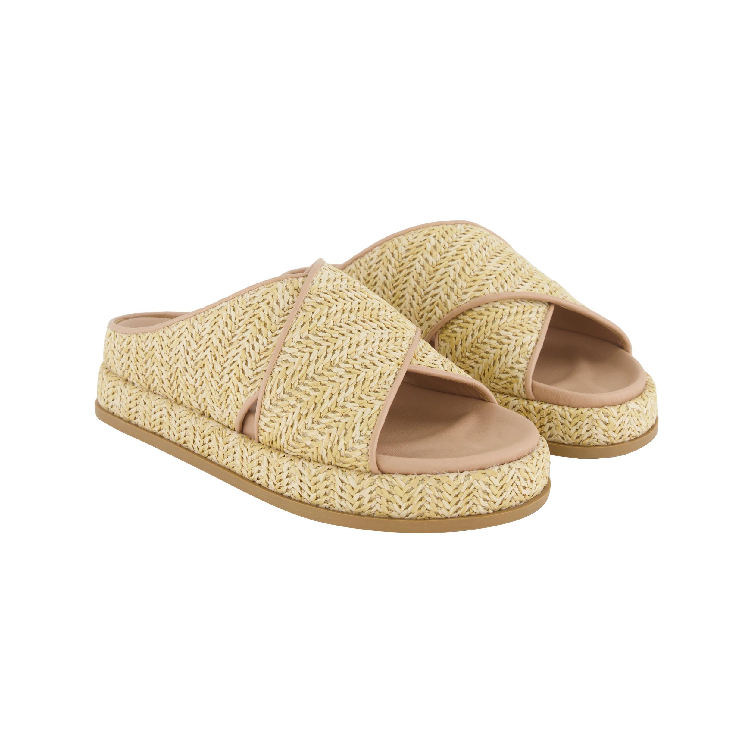 2 Raffia Crossover Platform Slides Natural, 2 of 3