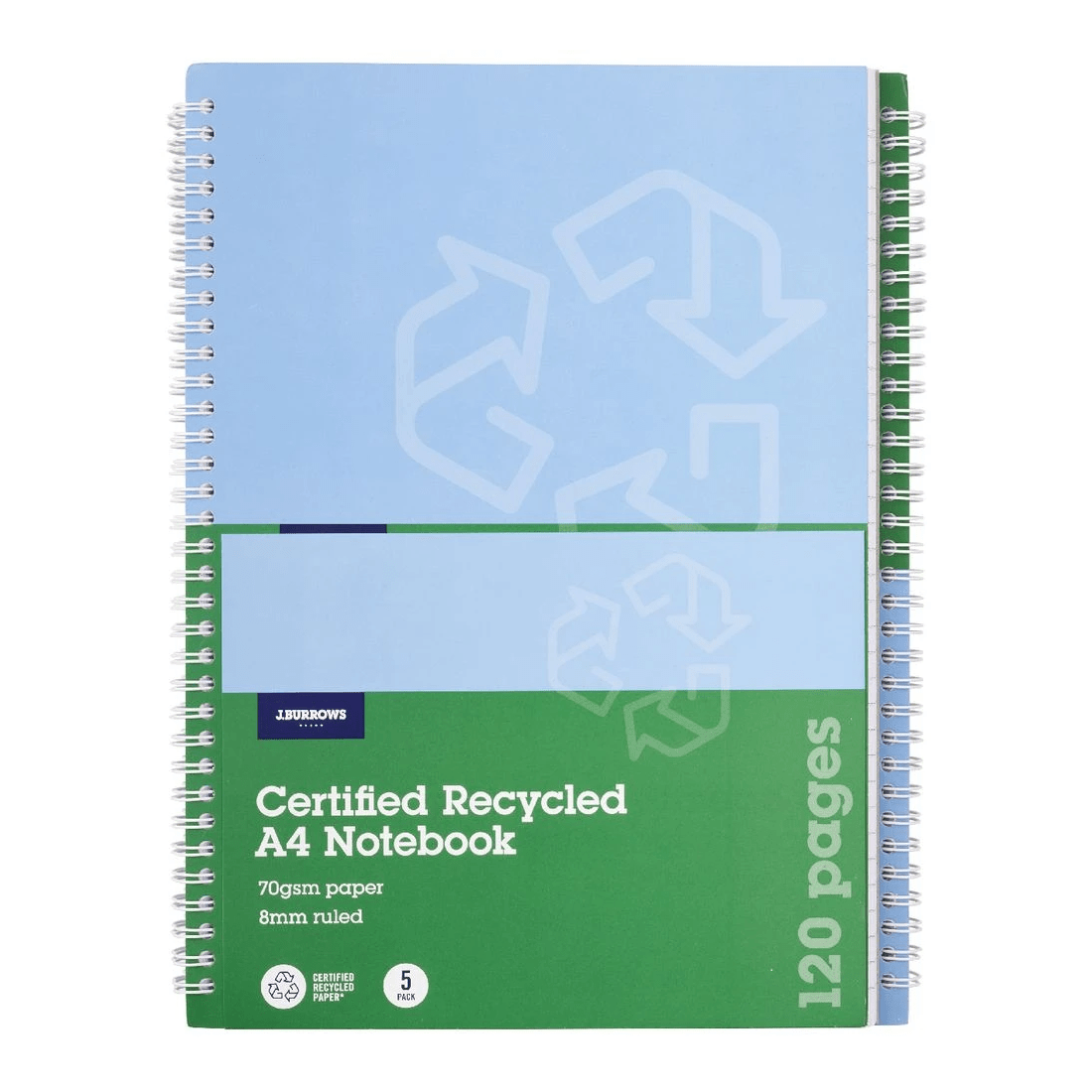 2 J.Burrows A4 Spiral Notebook 120 Page 5 Pack, 2 of 4